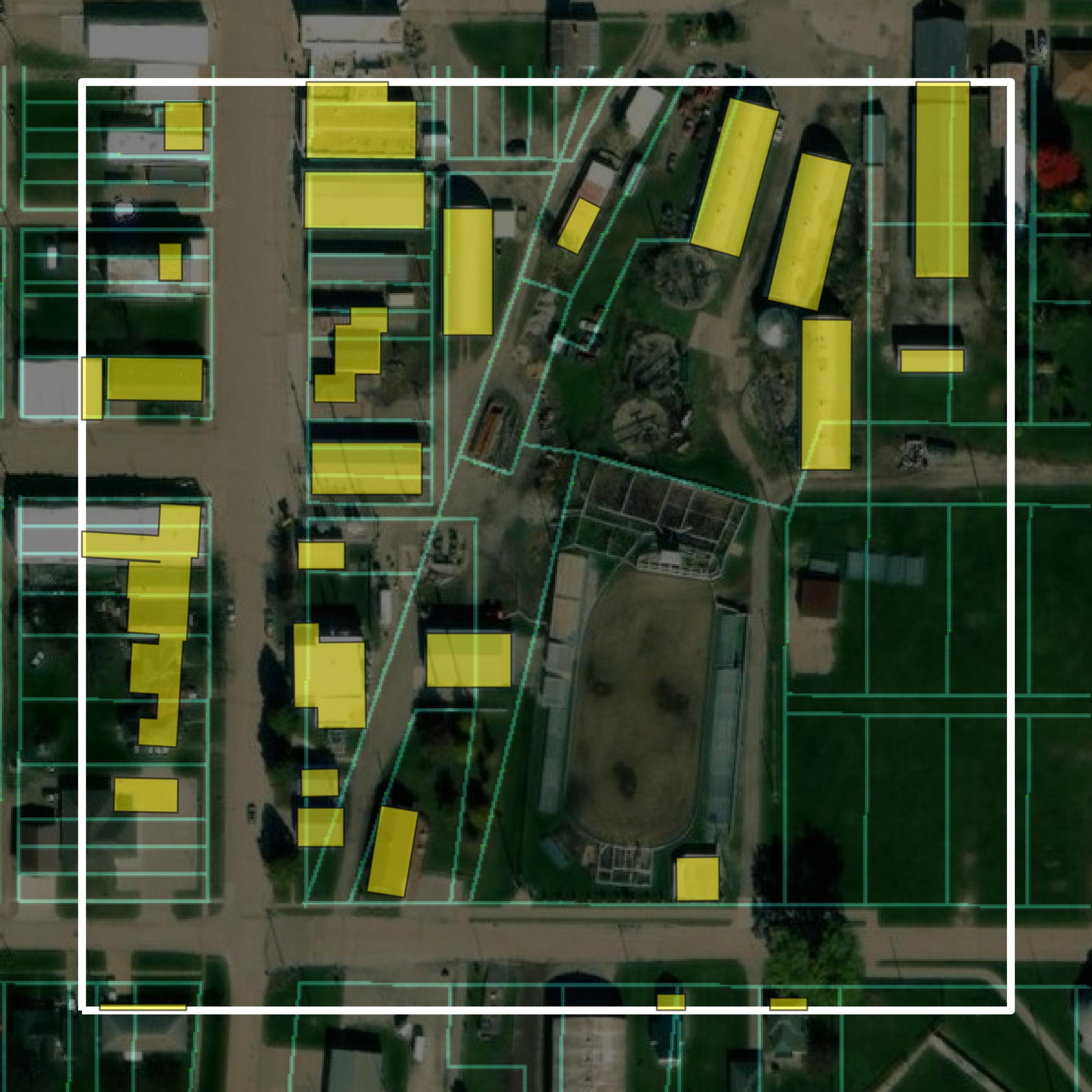 This image shows parcel and building data in Taylor County created using GIS data in Equator.