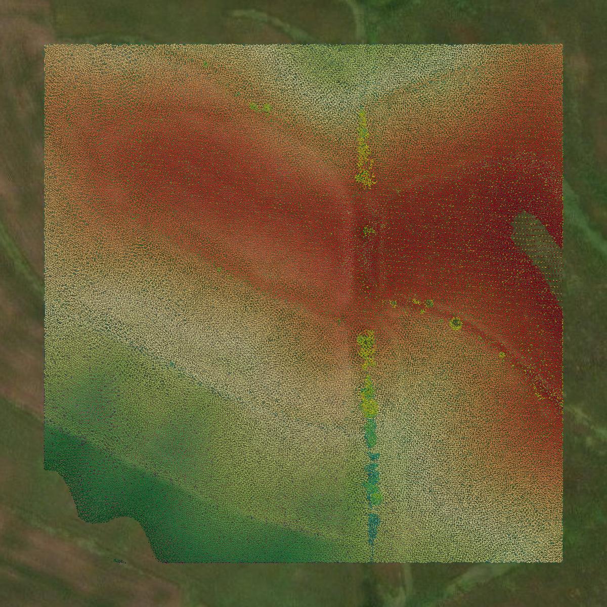 This image shows a LiDAR point cloud in Union County created using GIS data in Equator.