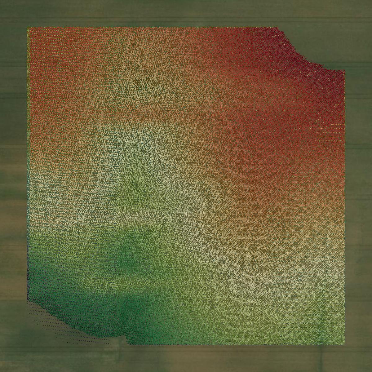 This image shows a LiDAR point cloud in Van Buren County created using GIS data in Equator.