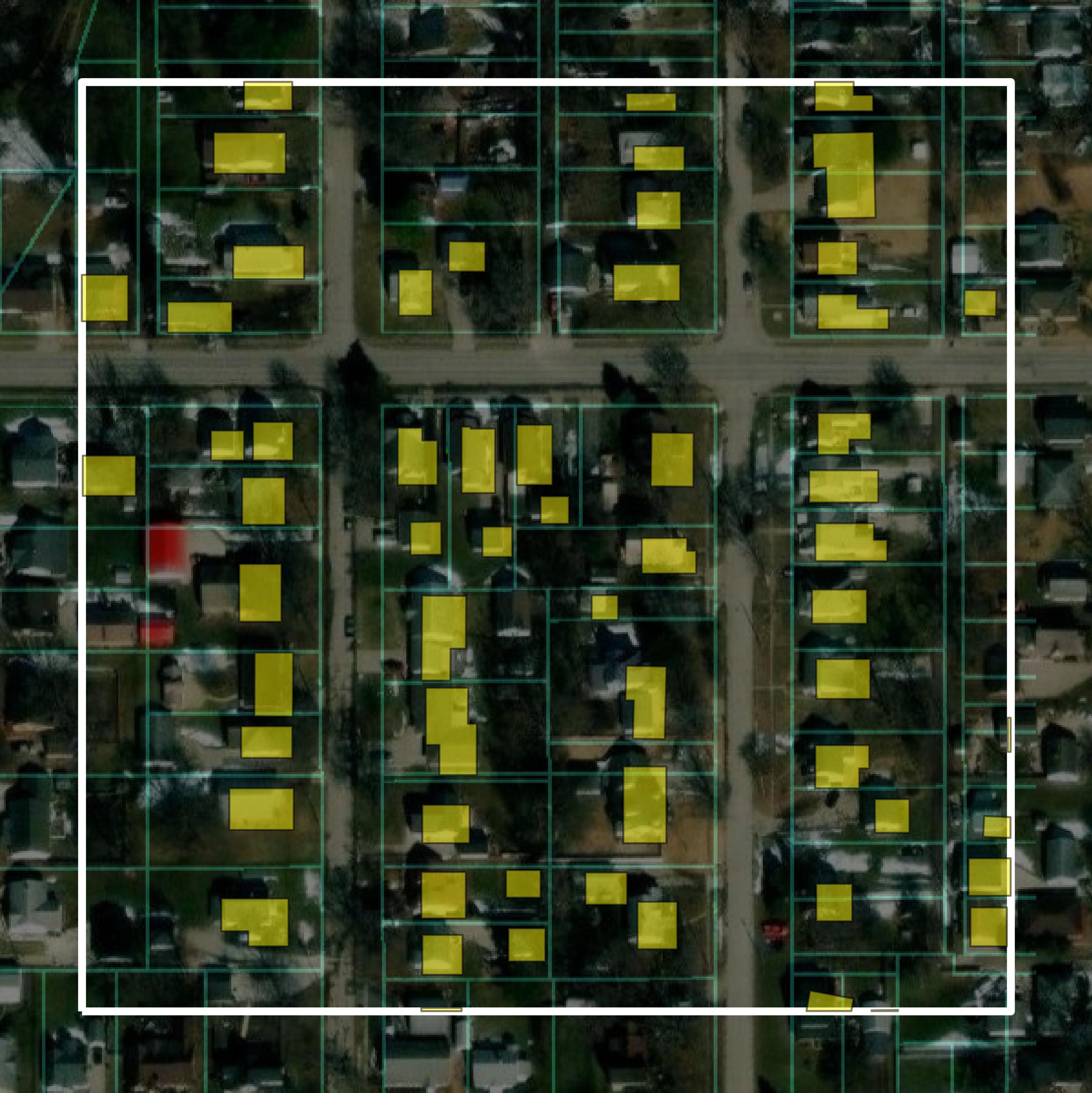This image shows parcel and building data in Wapello County created using GIS data in Equator.