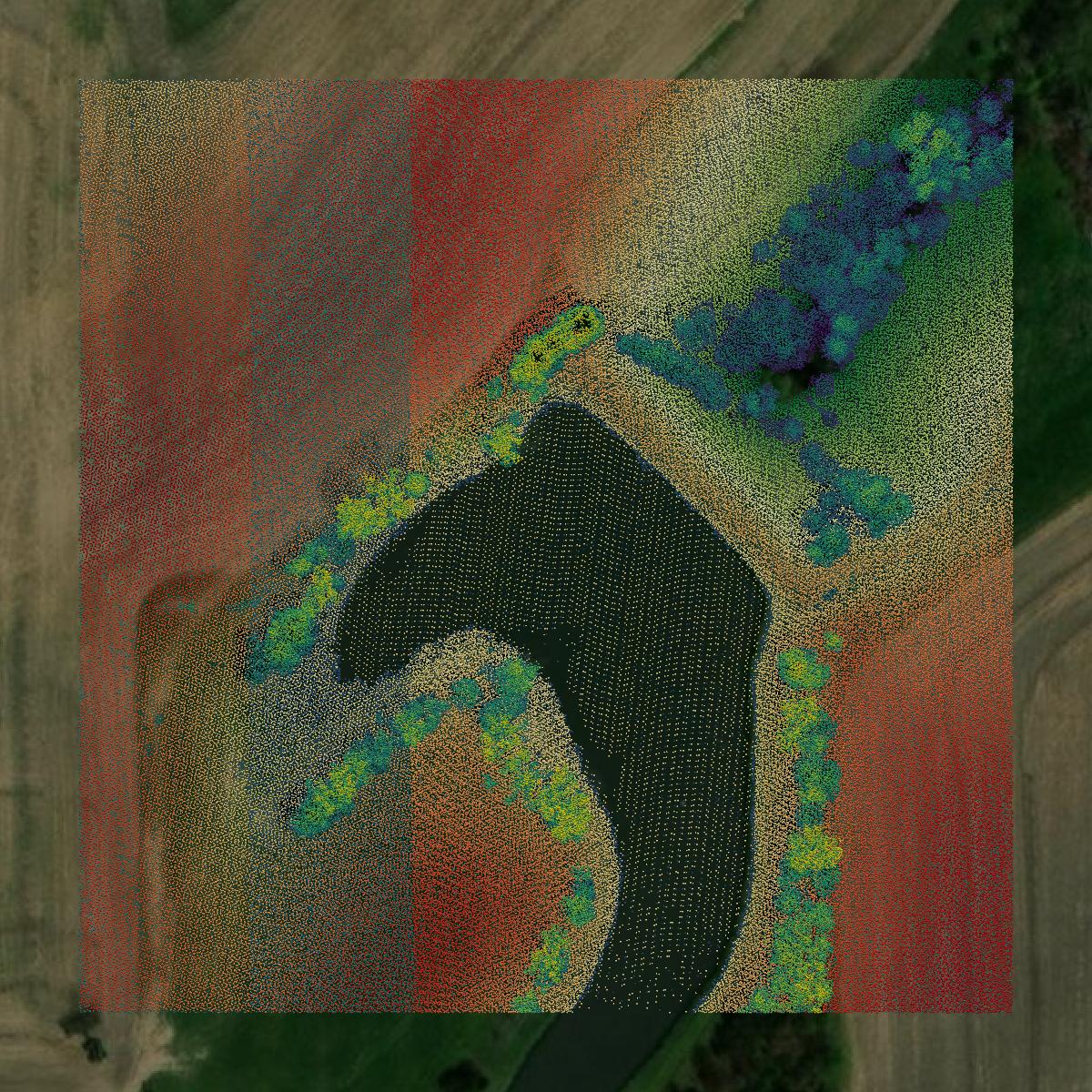 This image shows a LiDAR point cloud in Wapello County created using GIS data in Equator.