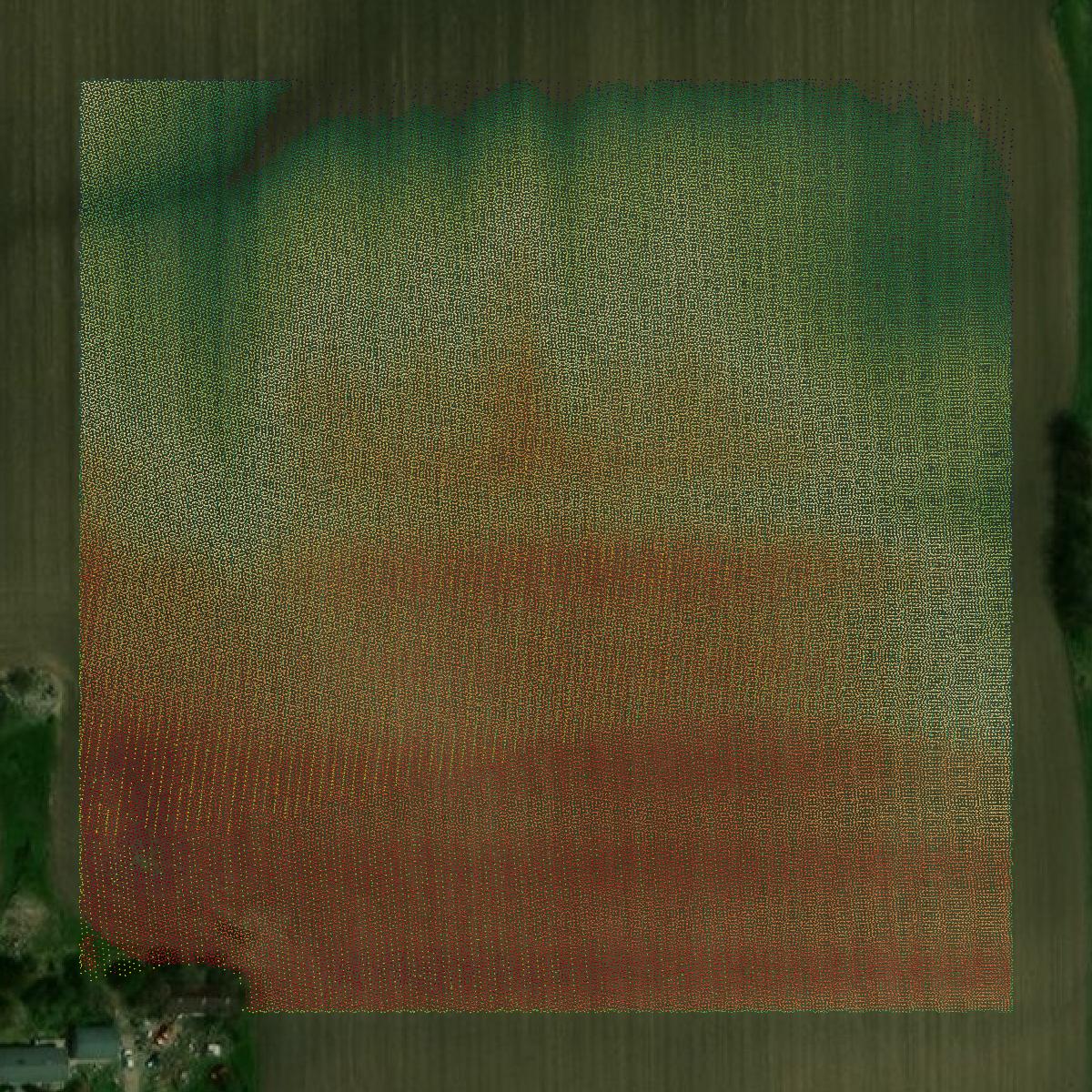 This image shows a LiDAR point cloud in Wapello County created using GIS data in Equator.