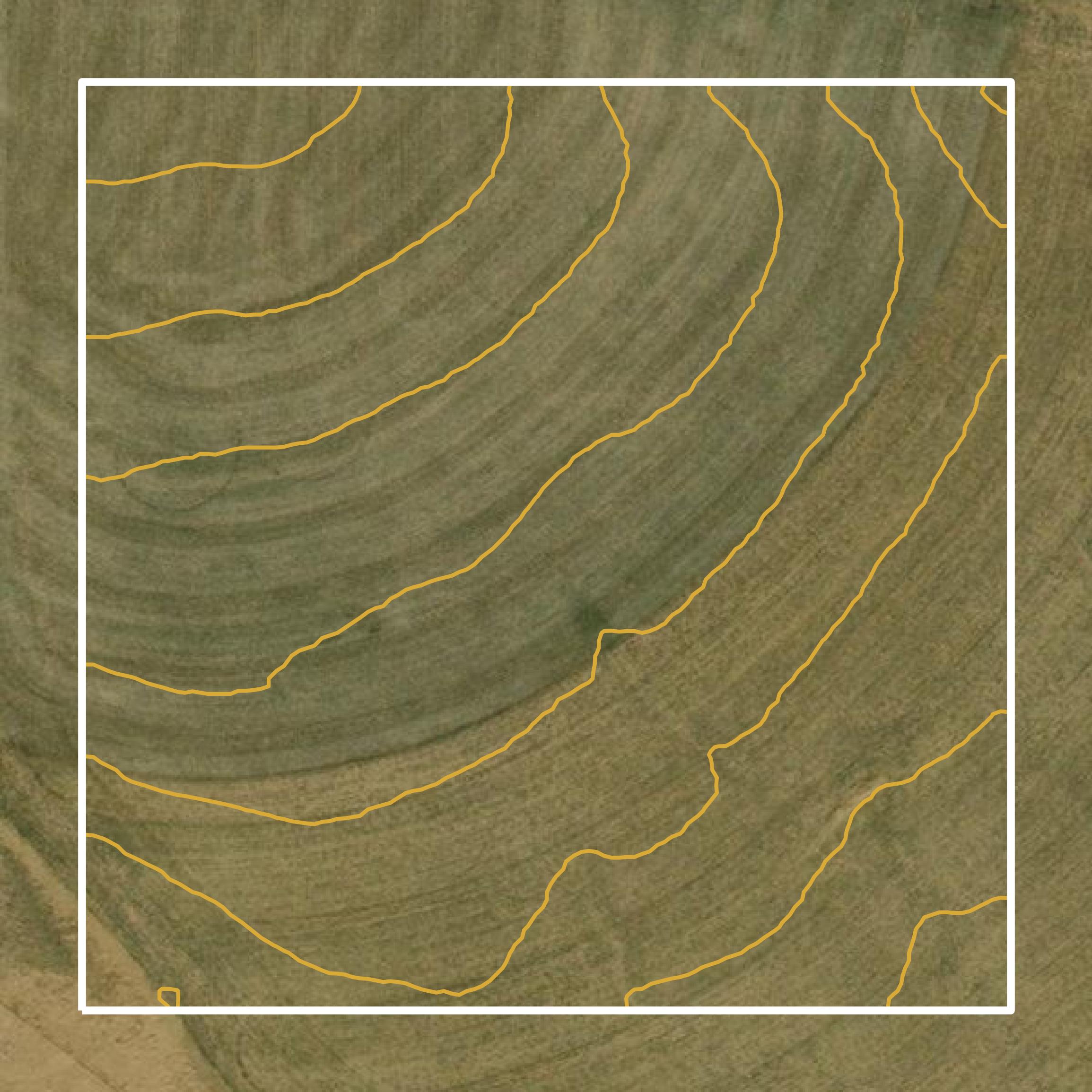 This image shows a contour map in Warren County created using GIS data in Equator.
