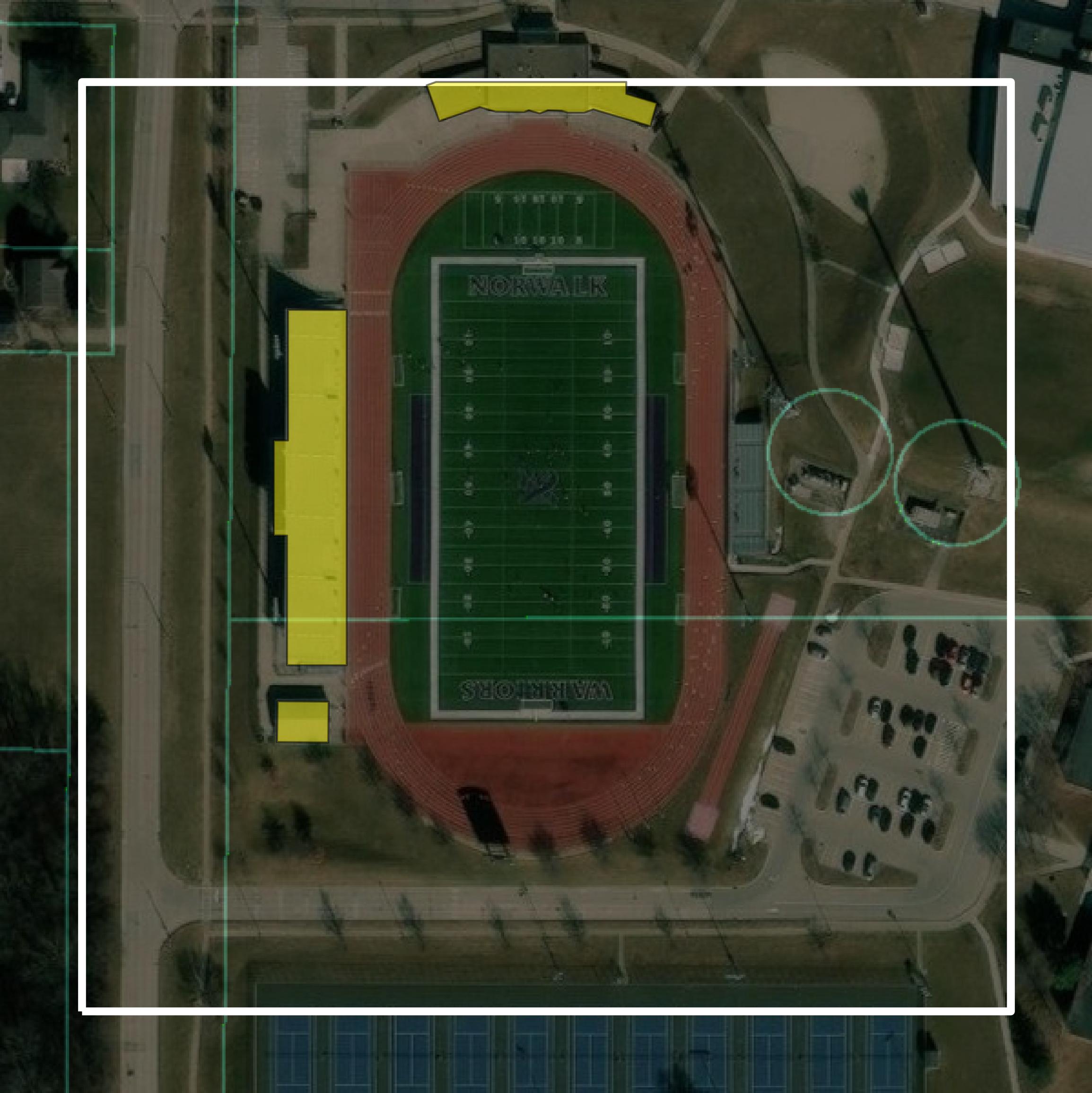 This image shows parcel and building data in Warren County created using GIS data in Equator.
