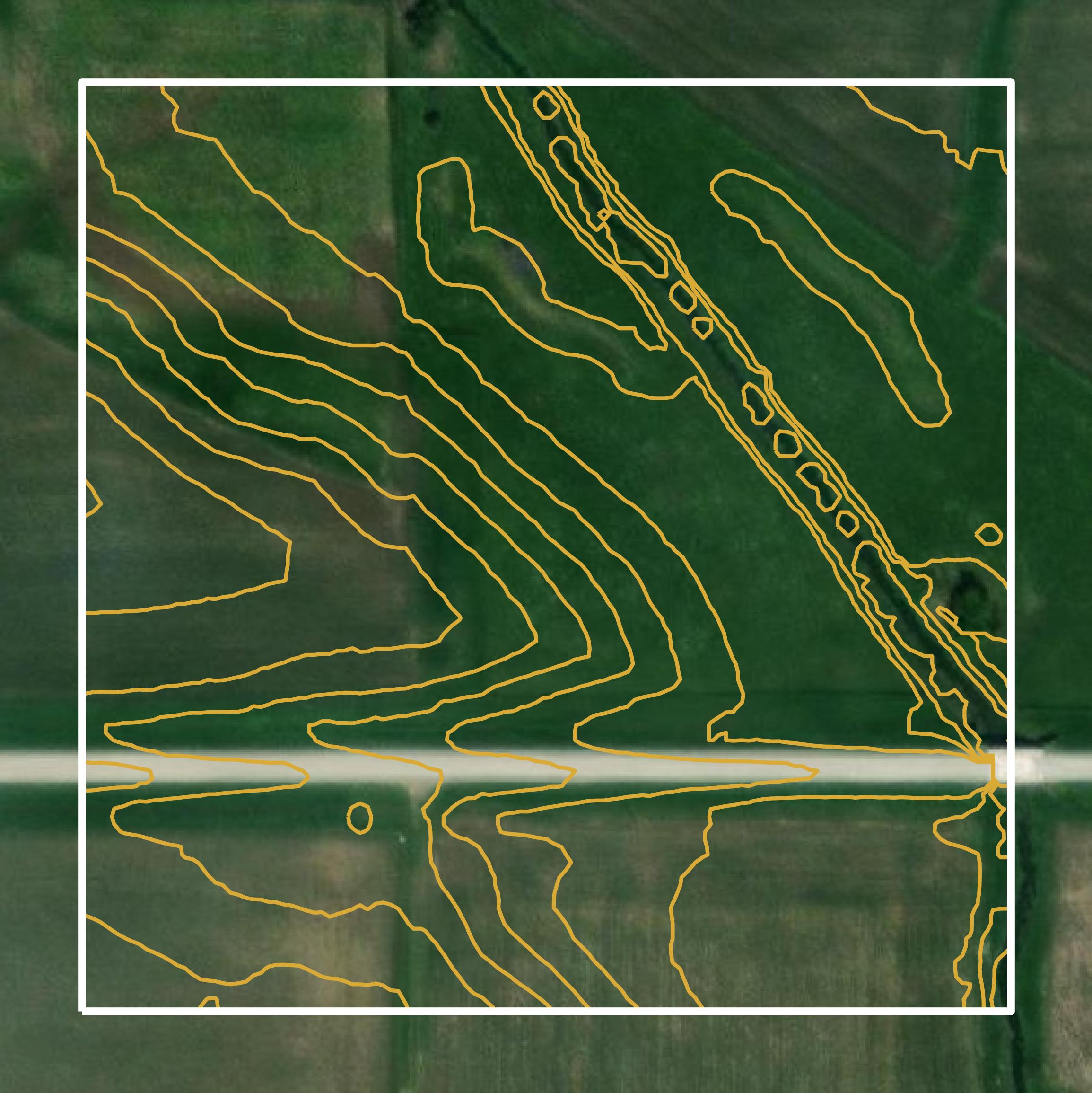 This image shows a contour map in Washington County created using GIS data in Equator.