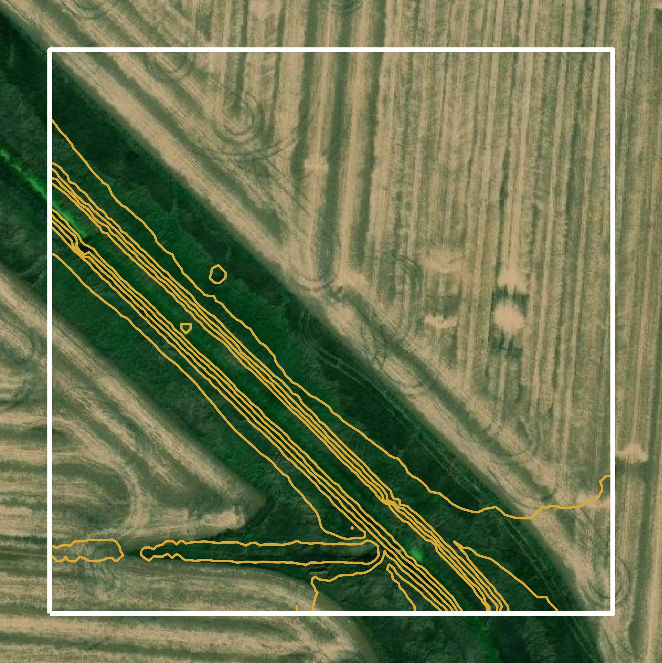 This image shows a contour map in Webster County created using GIS data in Equator.