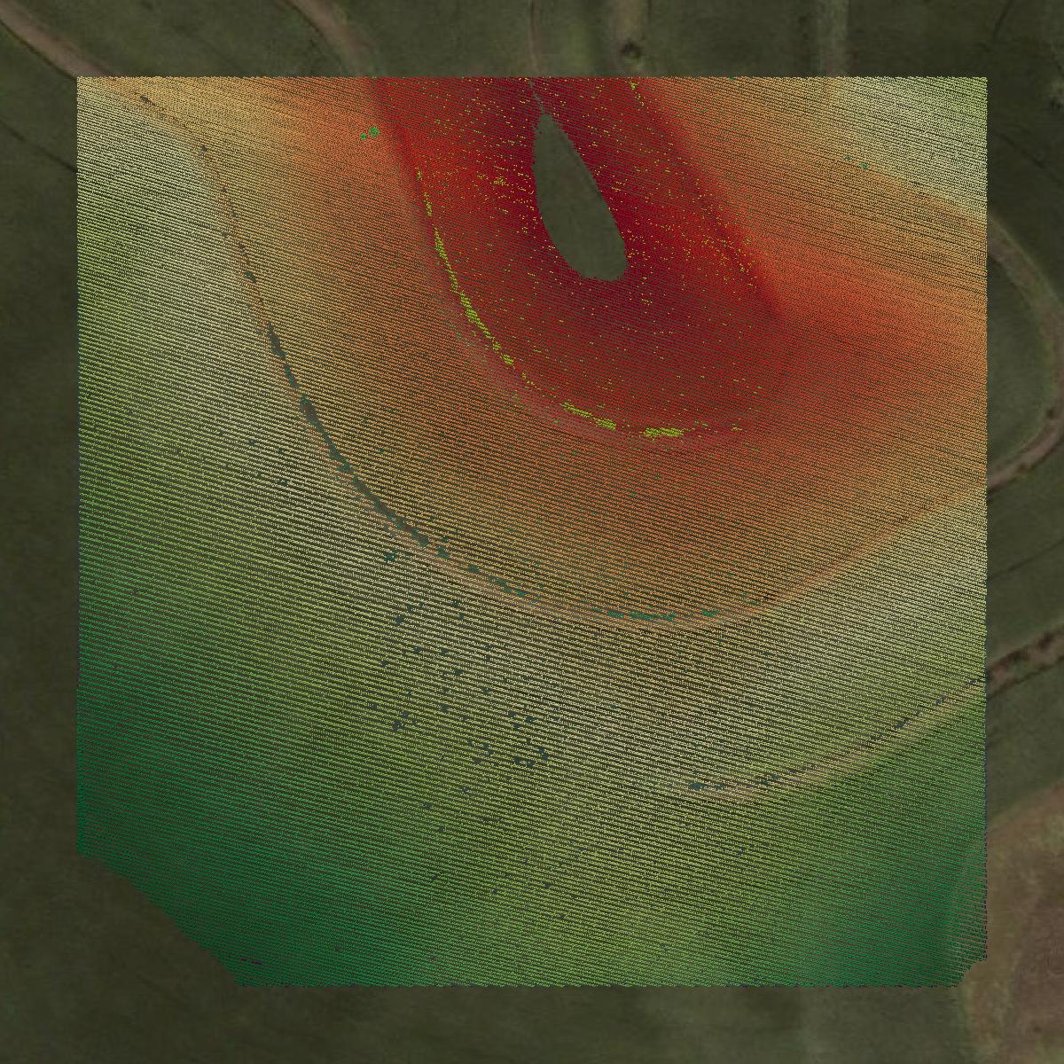 This image shows a LiDAR point cloud in Woodbury County created using GIS data in Equator.