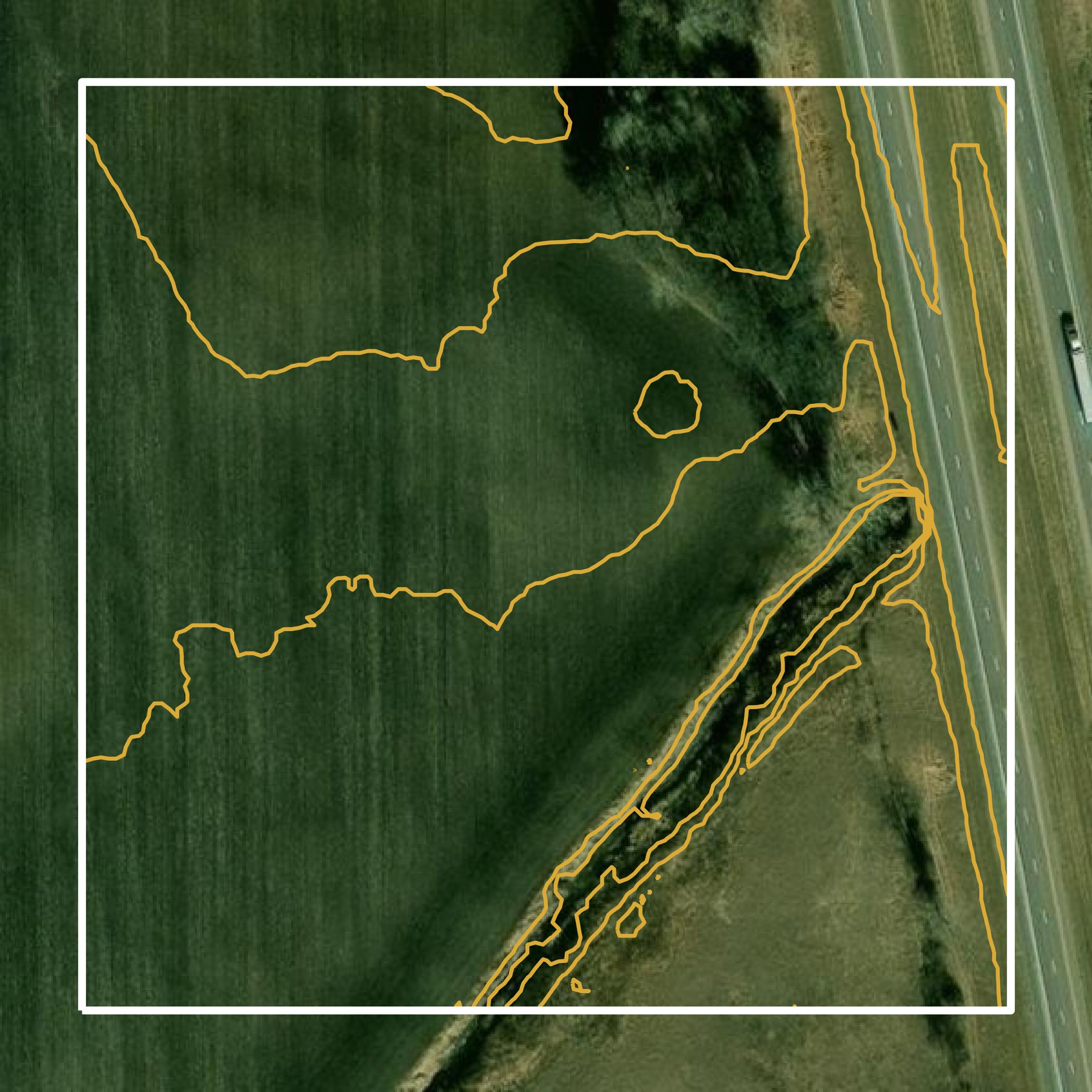 This image shows a contour map in Worth County created using GIS data in Equator.