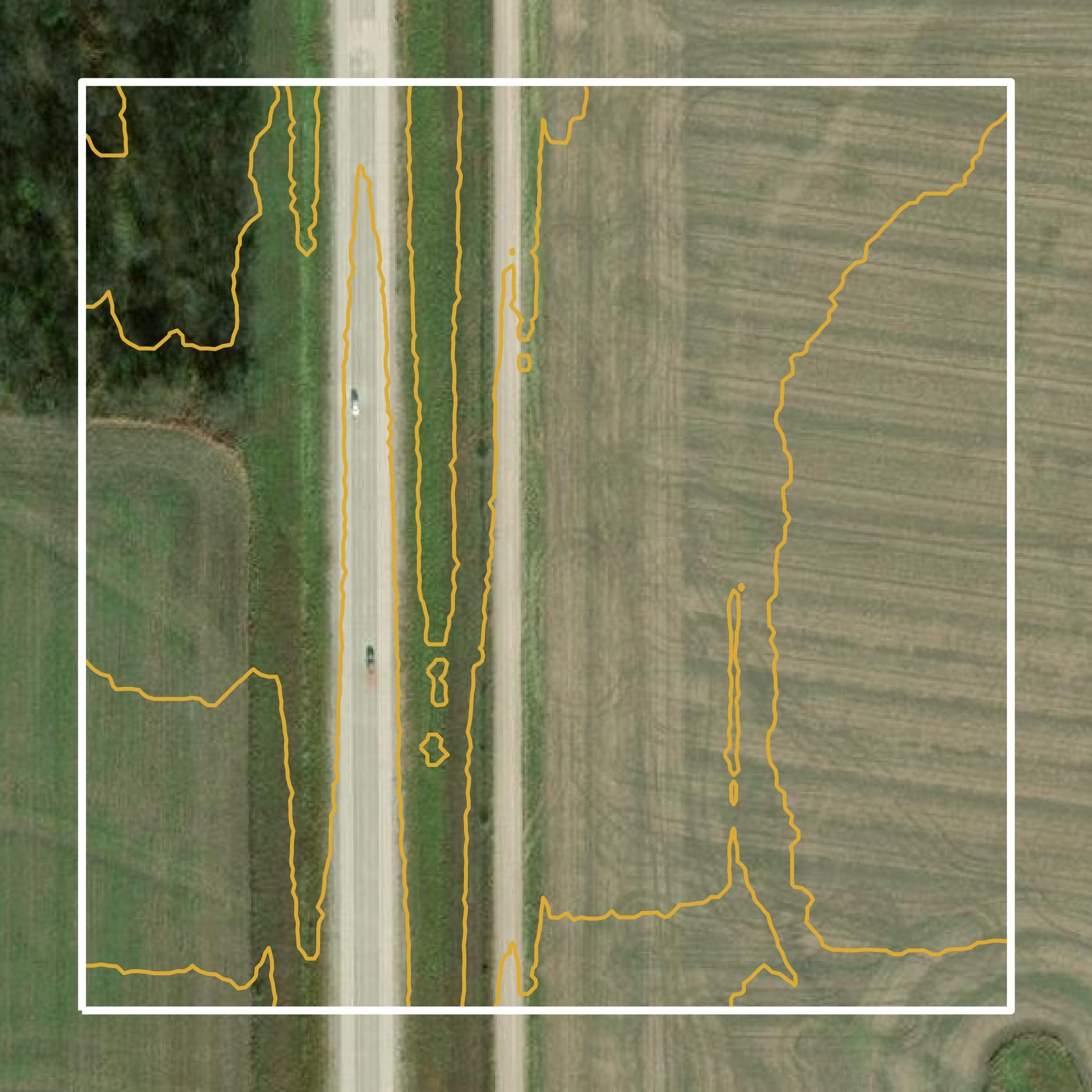 This image shows a contour map in Allen County created using GIS data in Equator.