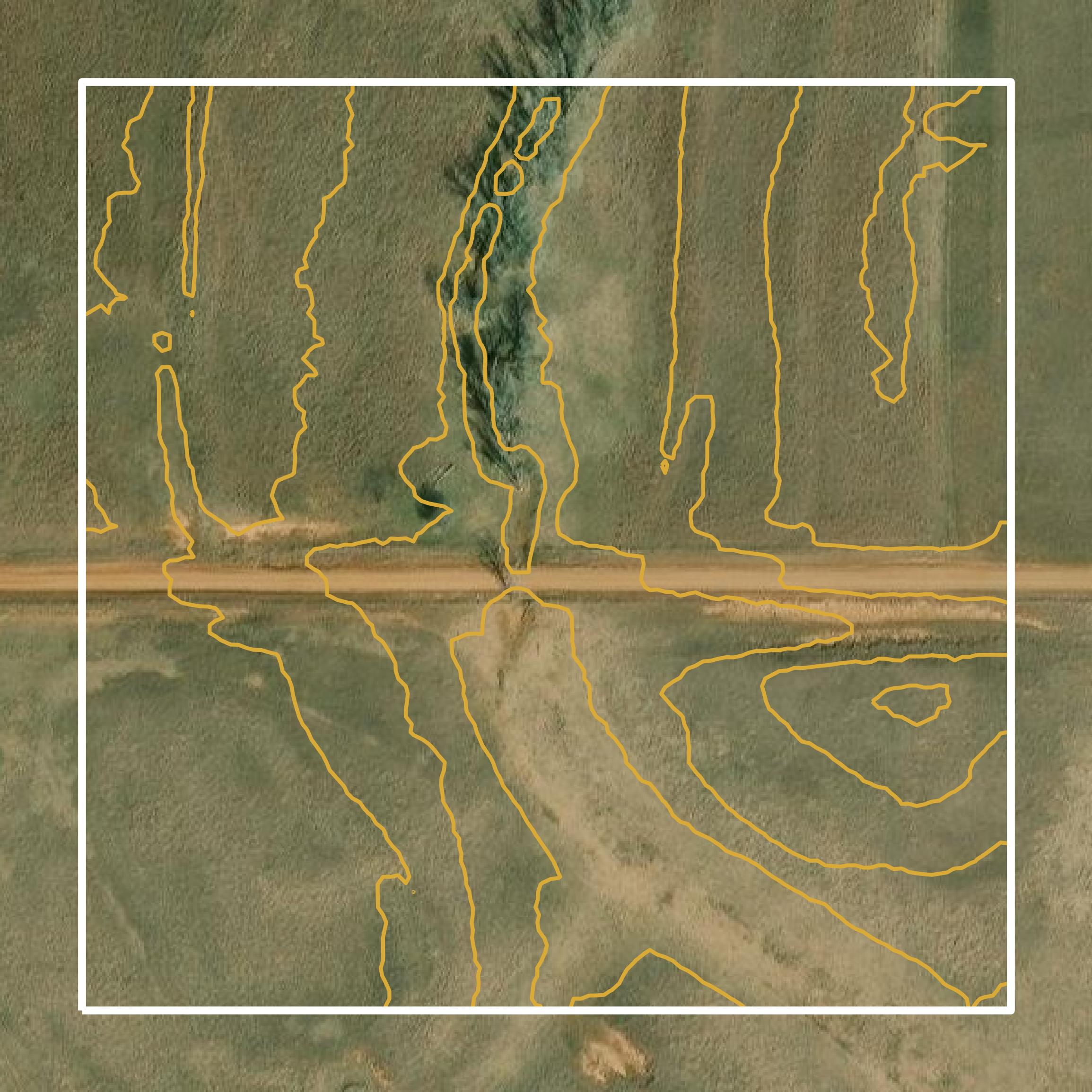 This image shows a contour map in Barber County created using GIS data in Equator.