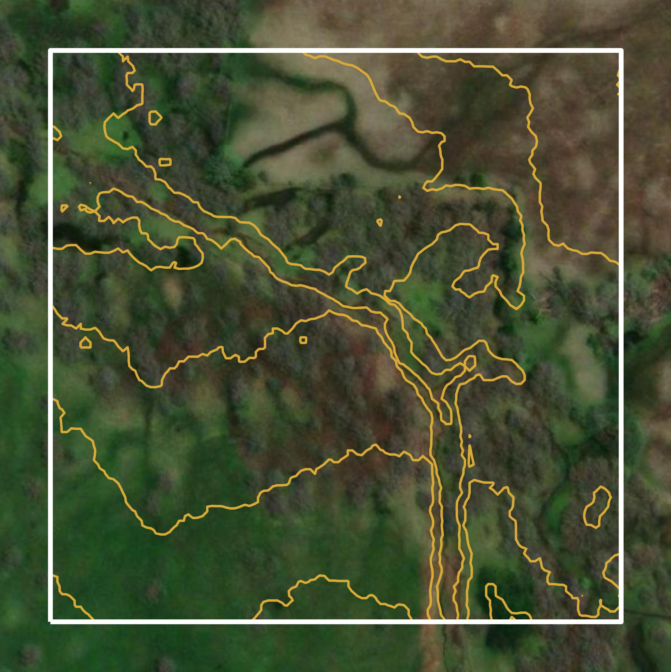This image shows a contour map in Bourbon County created using GIS data in Equator.