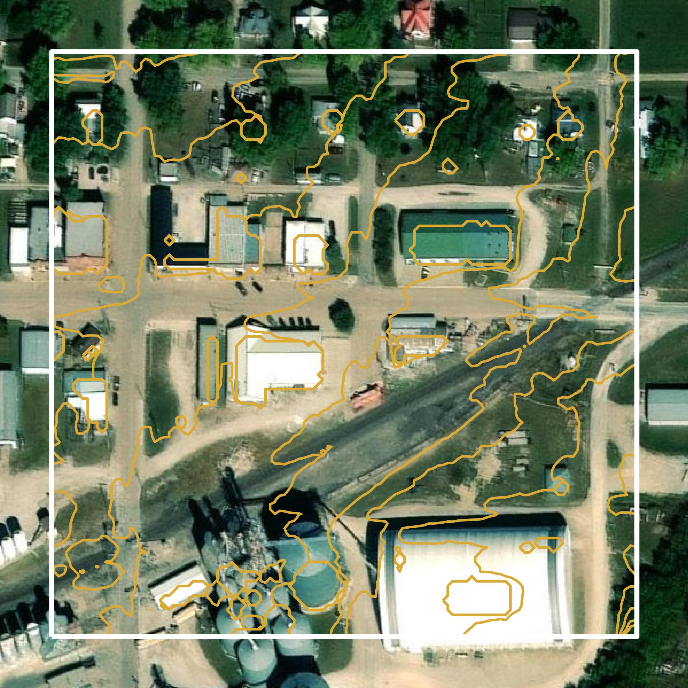 This image shows a contour map in Brown County created using GIS data in Equator.