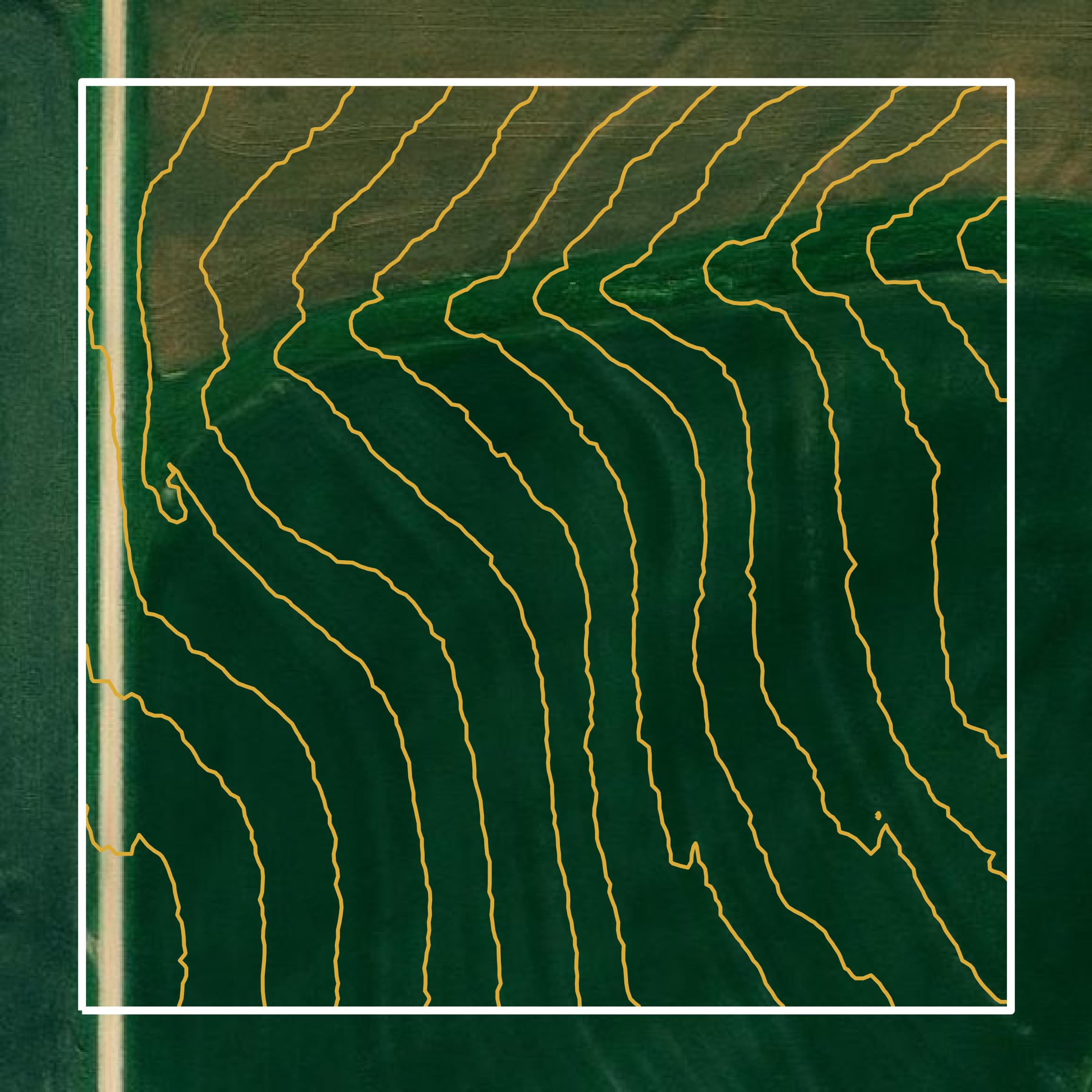 This image shows a contour map in Brown County created using GIS data in Equator.