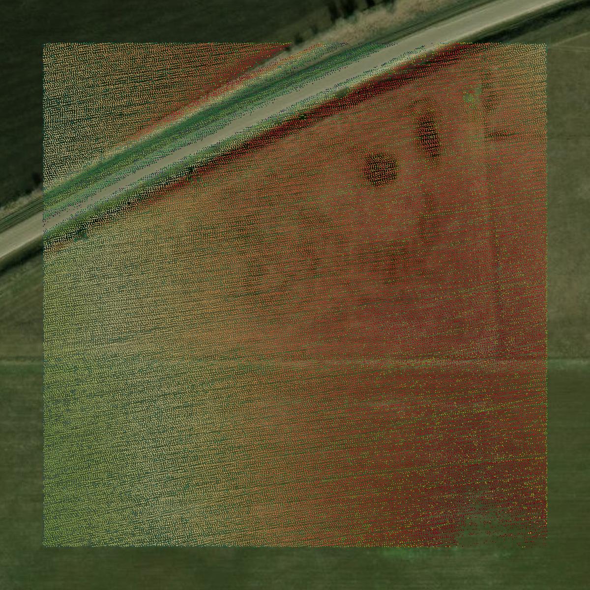 This image shows a LiDAR point cloud in Butler County created using GIS data in Equator.