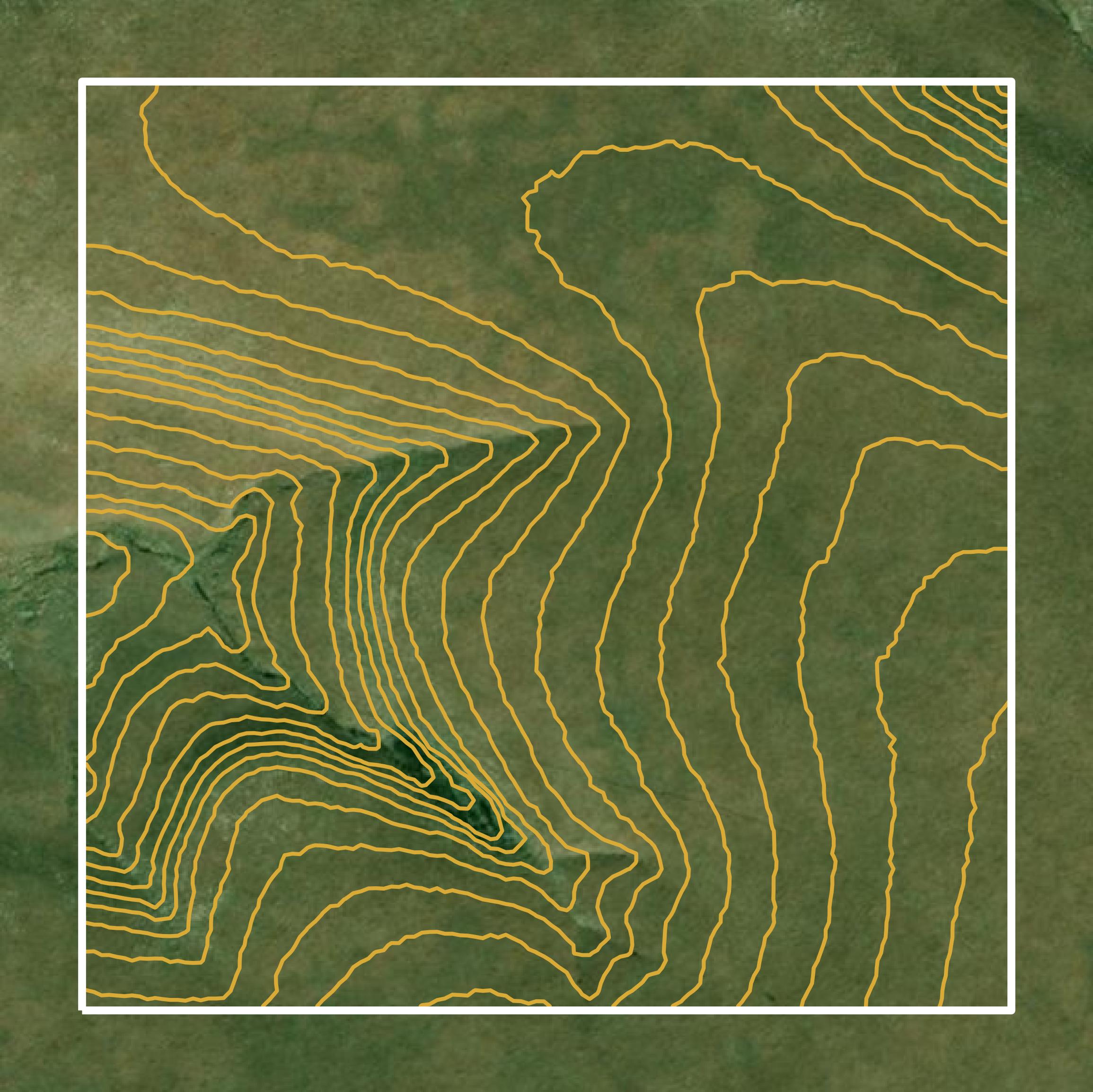 This image shows a contour map in Chase County created using GIS data in Equator.