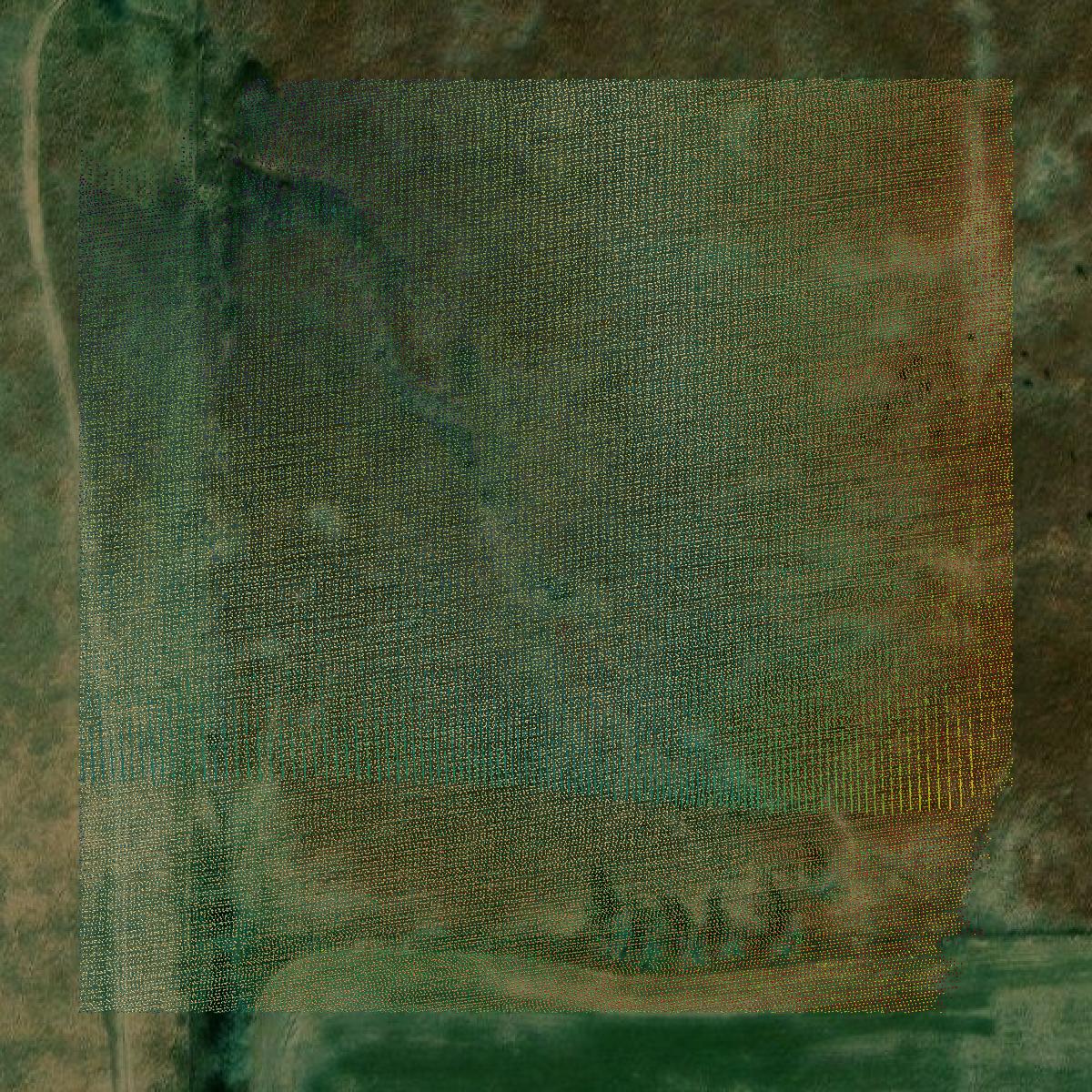 This image shows a LiDAR point cloud in Chase County created using GIS data in Equator.