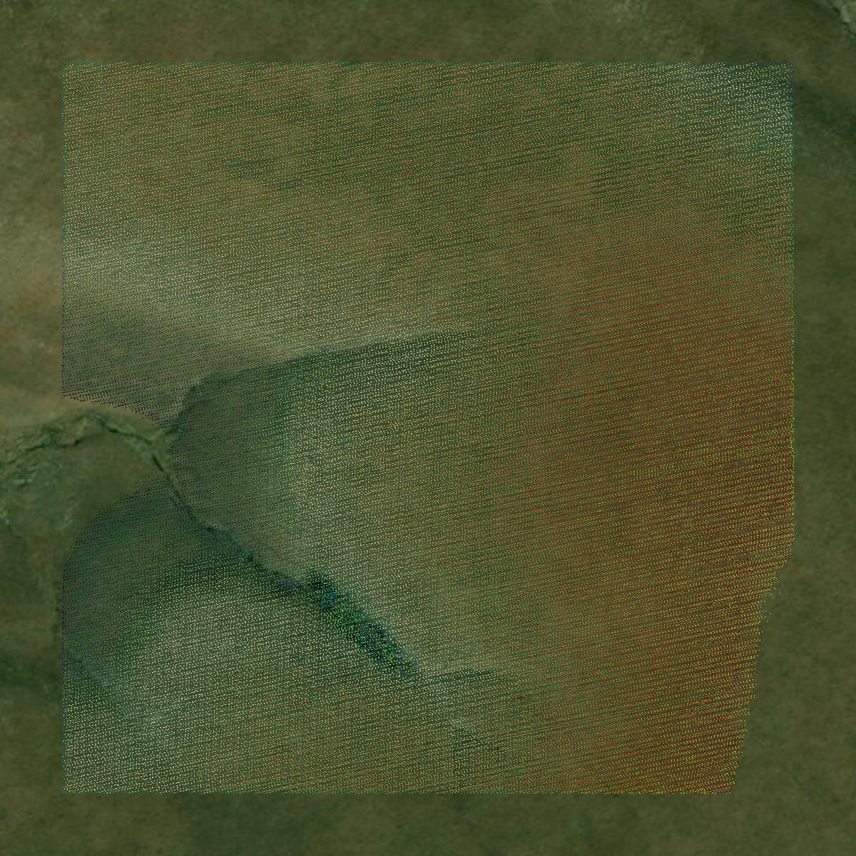 This image shows a LiDAR point cloud in Chase County created using GIS data in Equator.