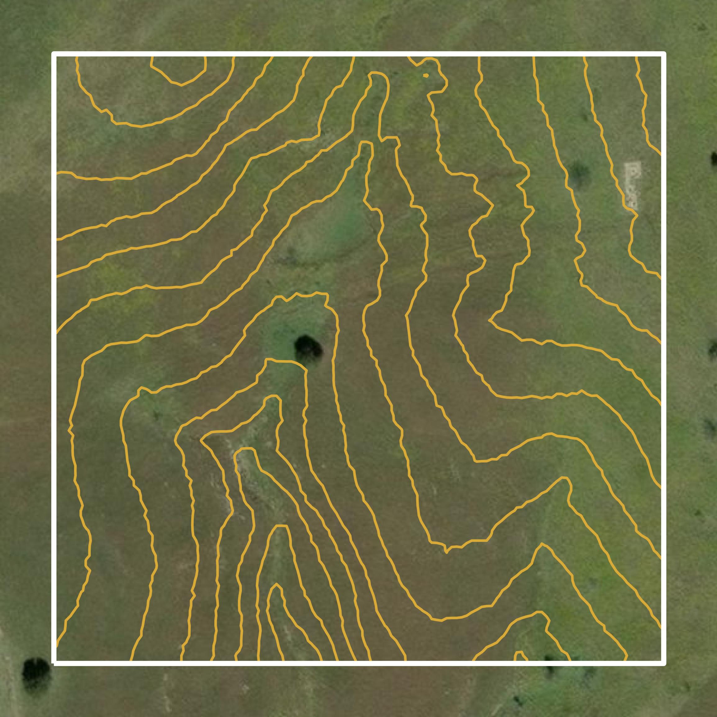 This image shows a contour map in Chautauqua County created using GIS data in Equator.