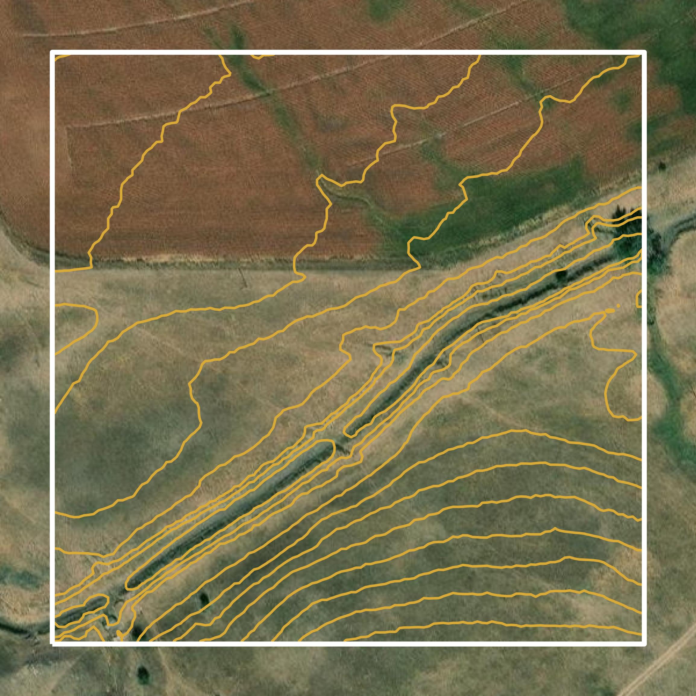 This image shows a contour map in Cheyenne County created using GIS data in Equator.