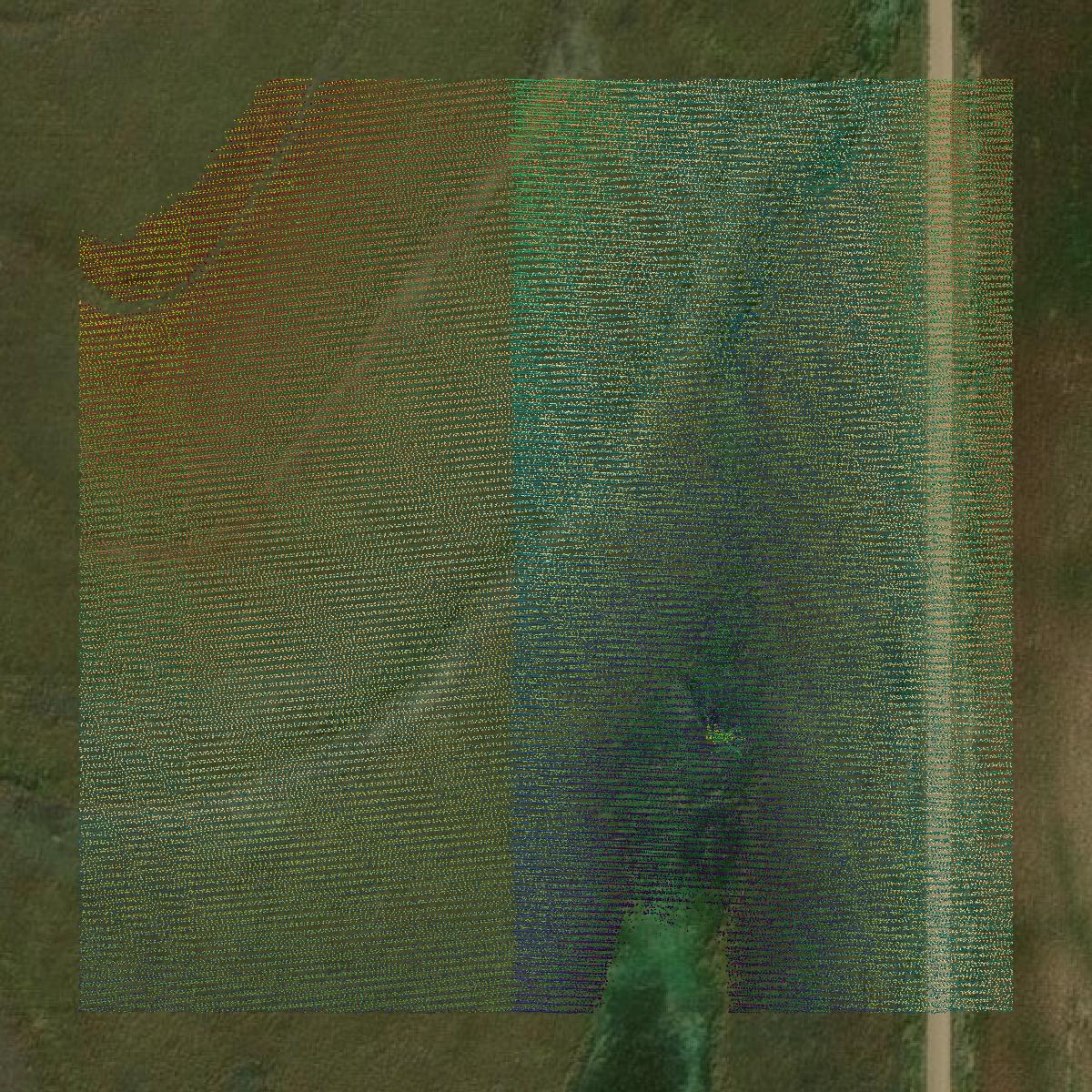 This image shows a LiDAR point cloud in Clark County created using GIS data in Equator.