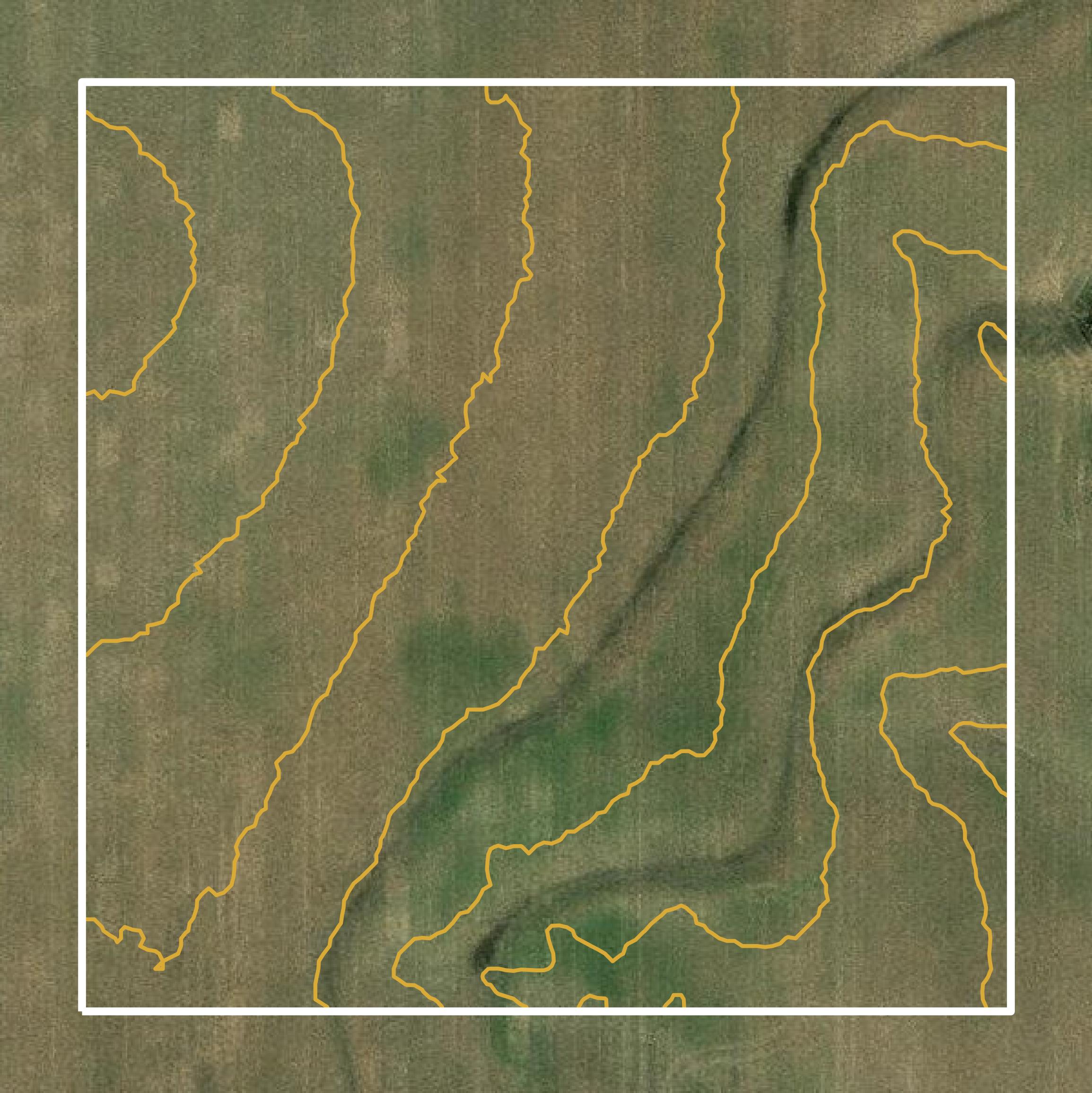 This image shows a contour map in Clay County created using GIS data in Equator.