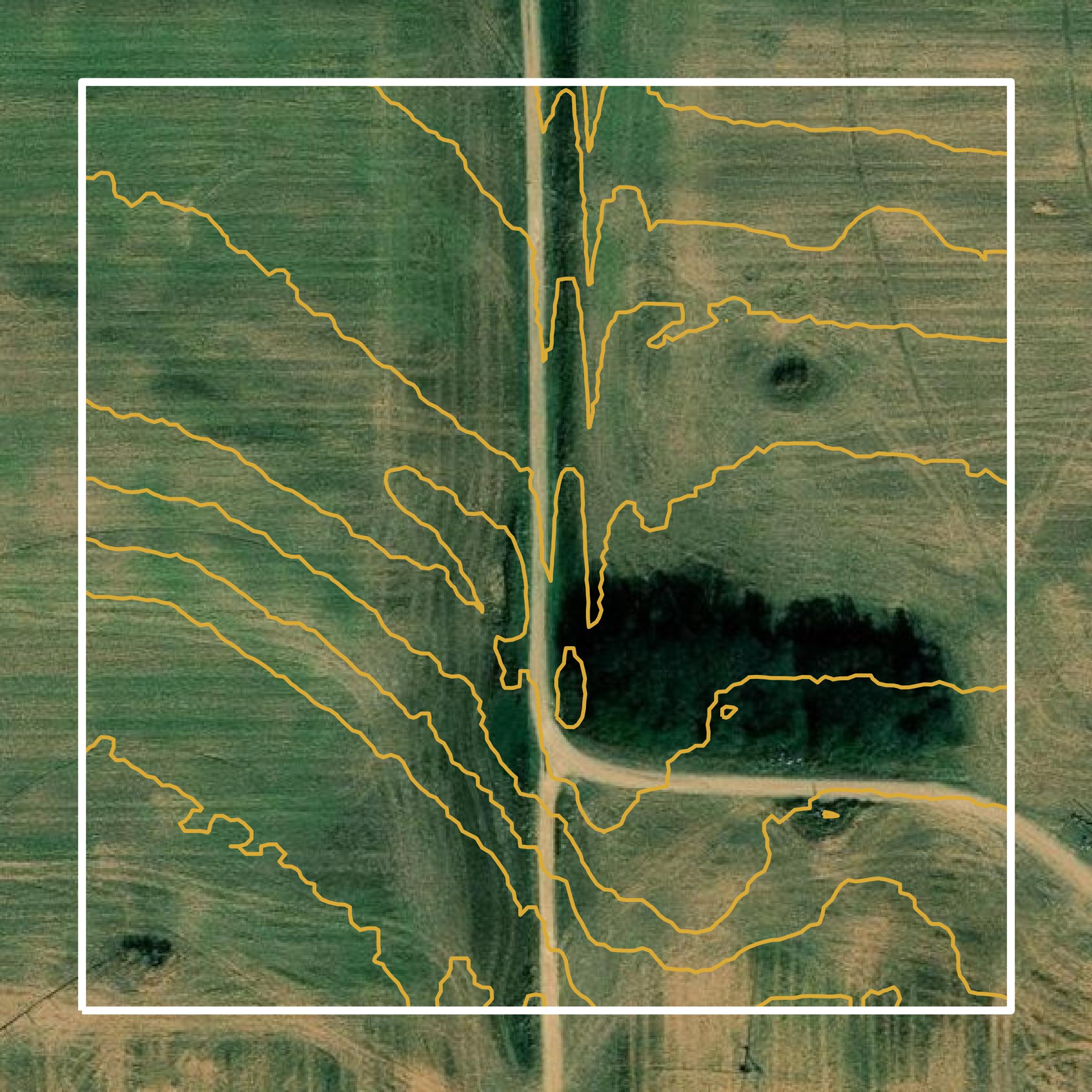 This image shows a contour map in Cloud County created using GIS data in Equator.