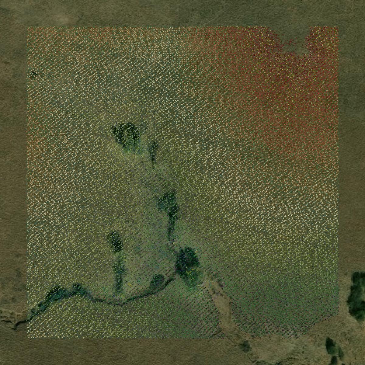 This image shows a LiDAR point cloud in Cloud County created using GIS data in Equator.