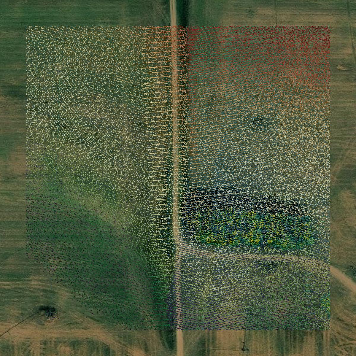 This image shows a LiDAR point cloud in Cloud County created using GIS data in Equator.