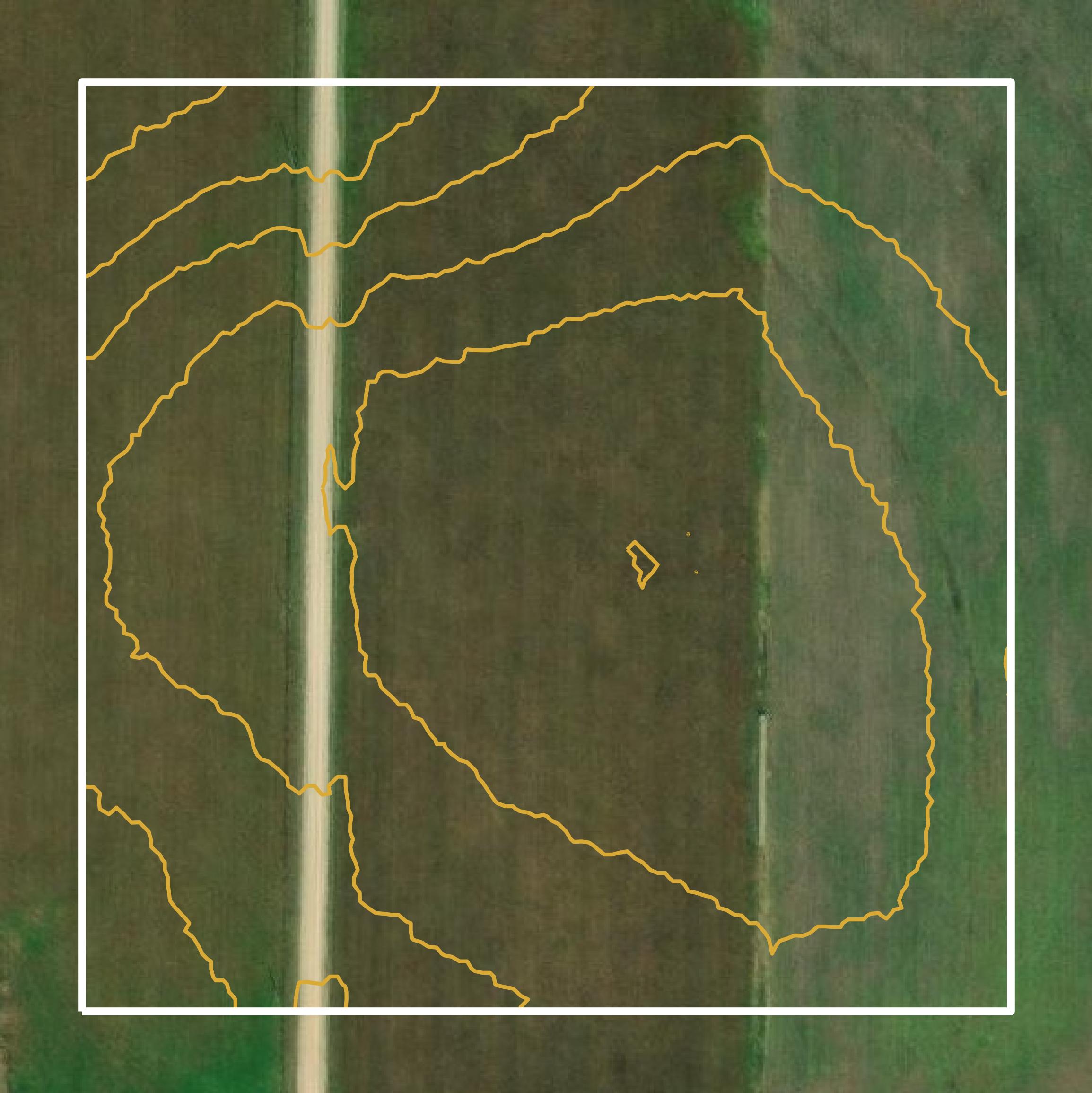 This image shows a contour map in Coffey County created using GIS data in Equator.