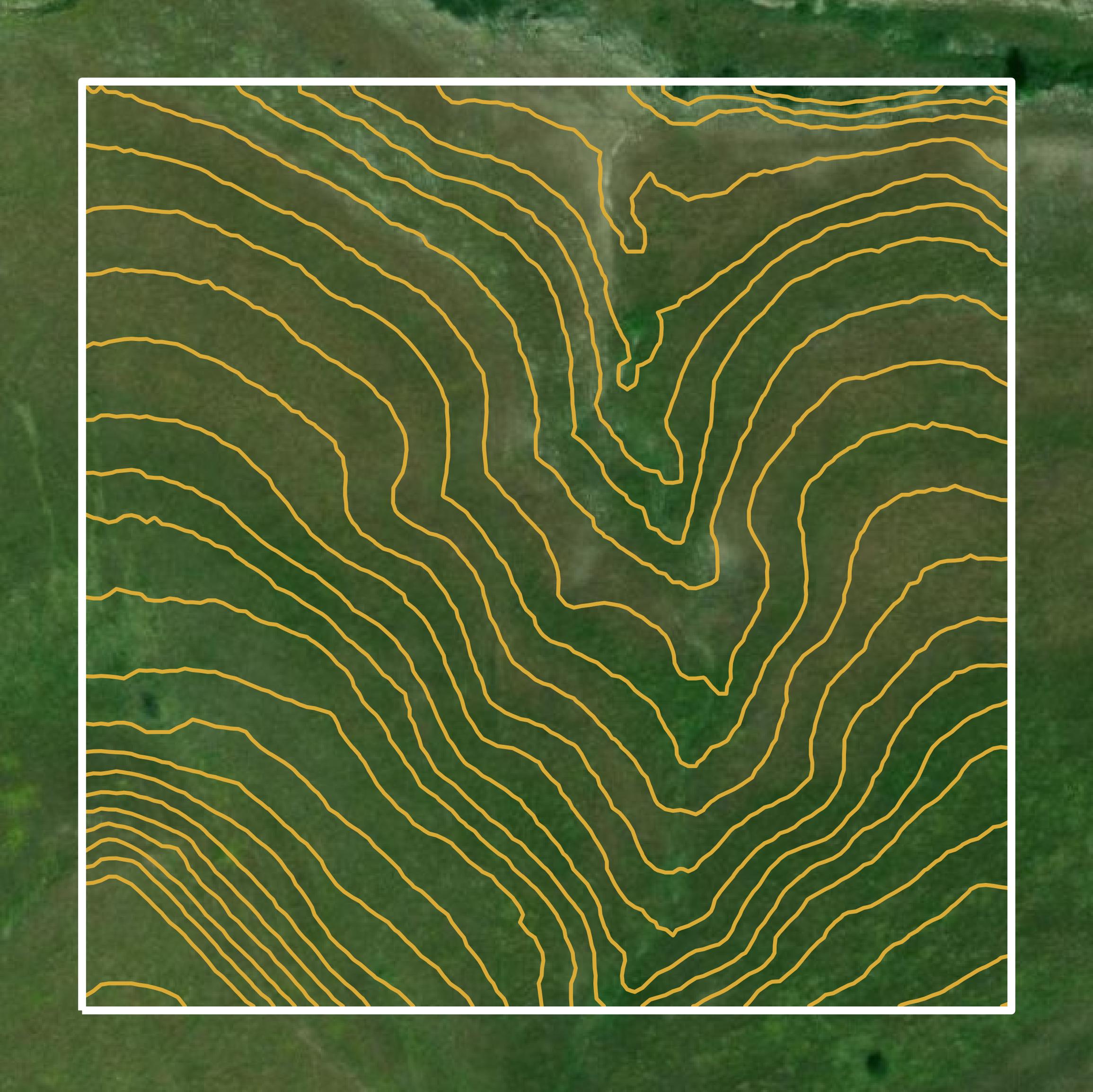 This image shows a contour map in Cowley County created using GIS data in Equator.