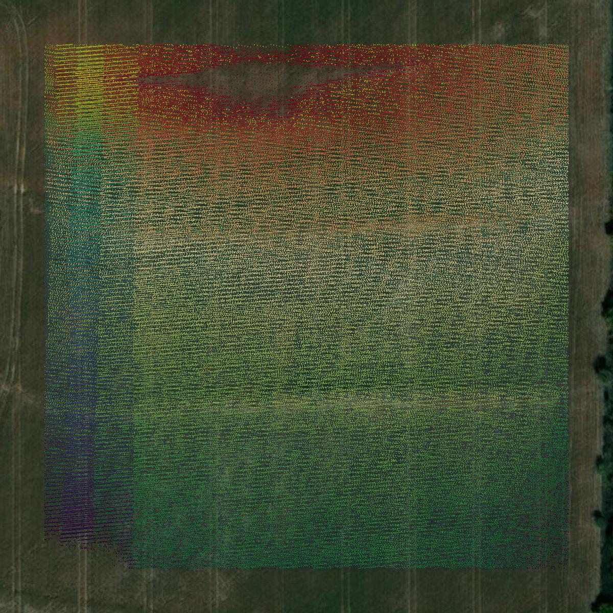 This image shows a LiDAR point cloud in Crawford County created using GIS data in Equator.
