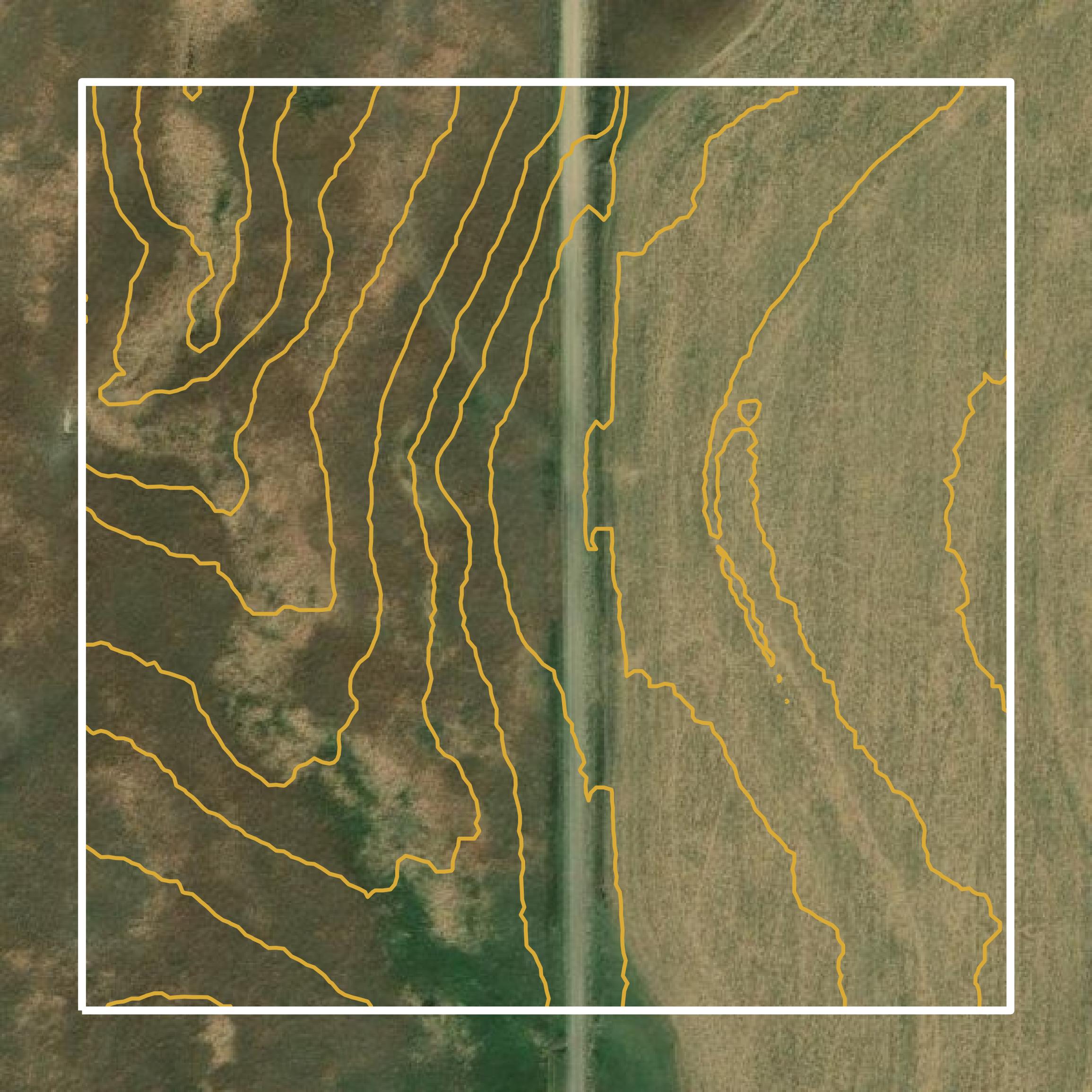 This image shows a contour map in Dickinson County created using GIS data in Equator.