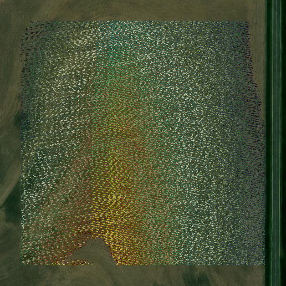 This image shows a LiDAR point cloud in Doniphan County created using GIS data in Equator.
