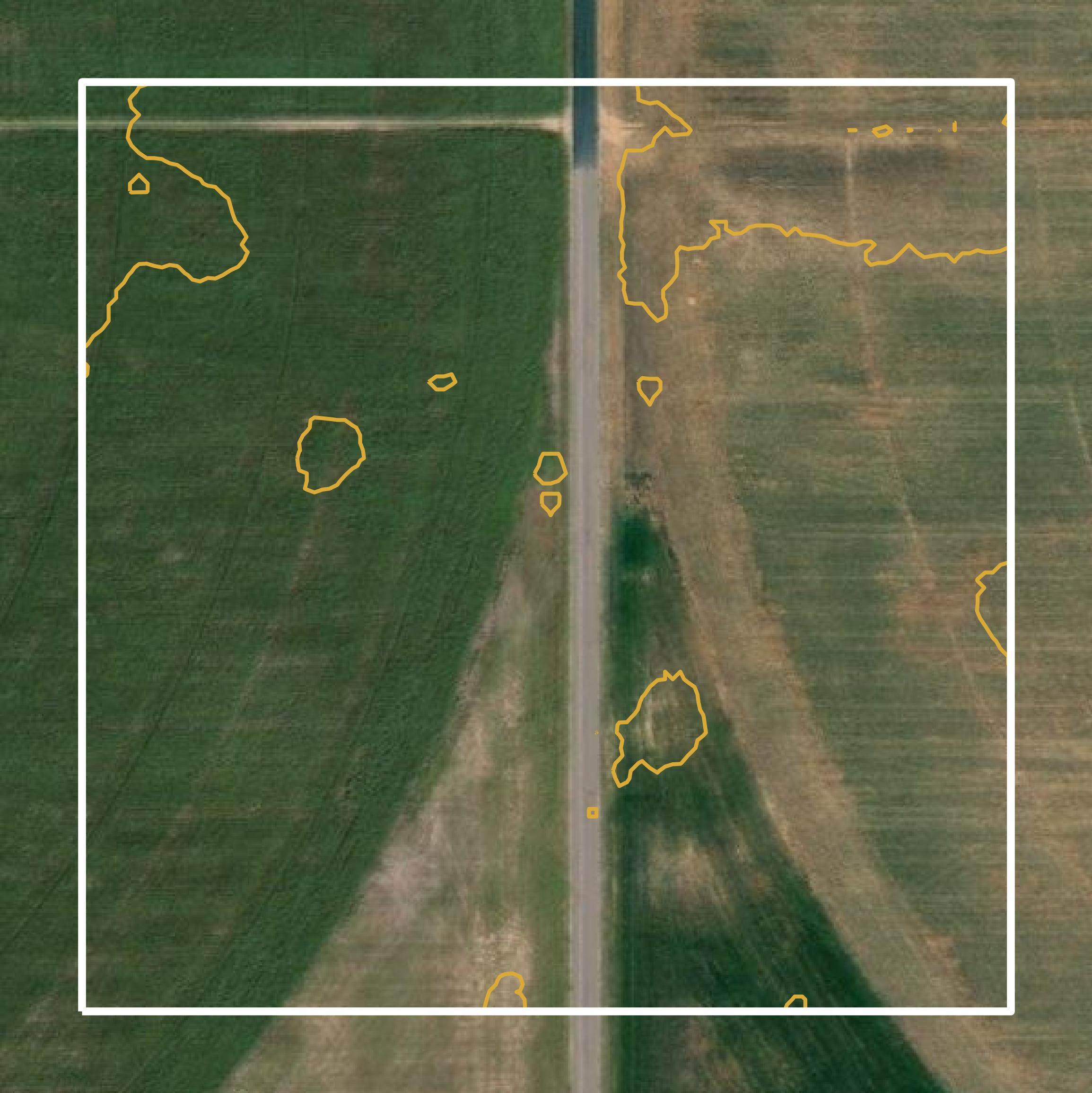 This image shows a contour map in Edwards County created using GIS data in Equator.