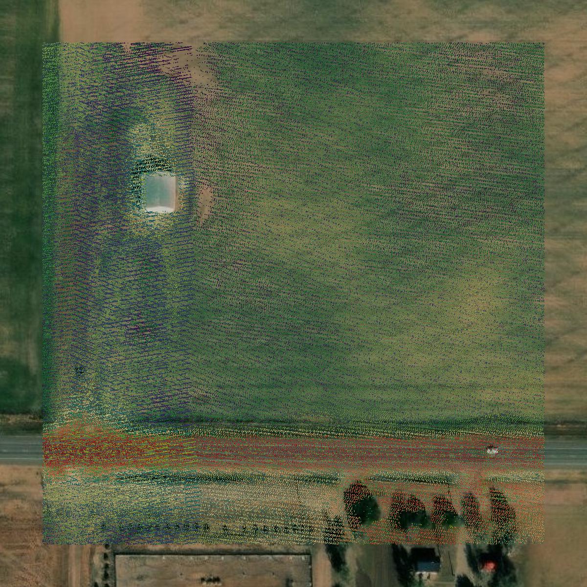 This image shows a LiDAR point cloud in Edwards County created using GIS data in Equator.