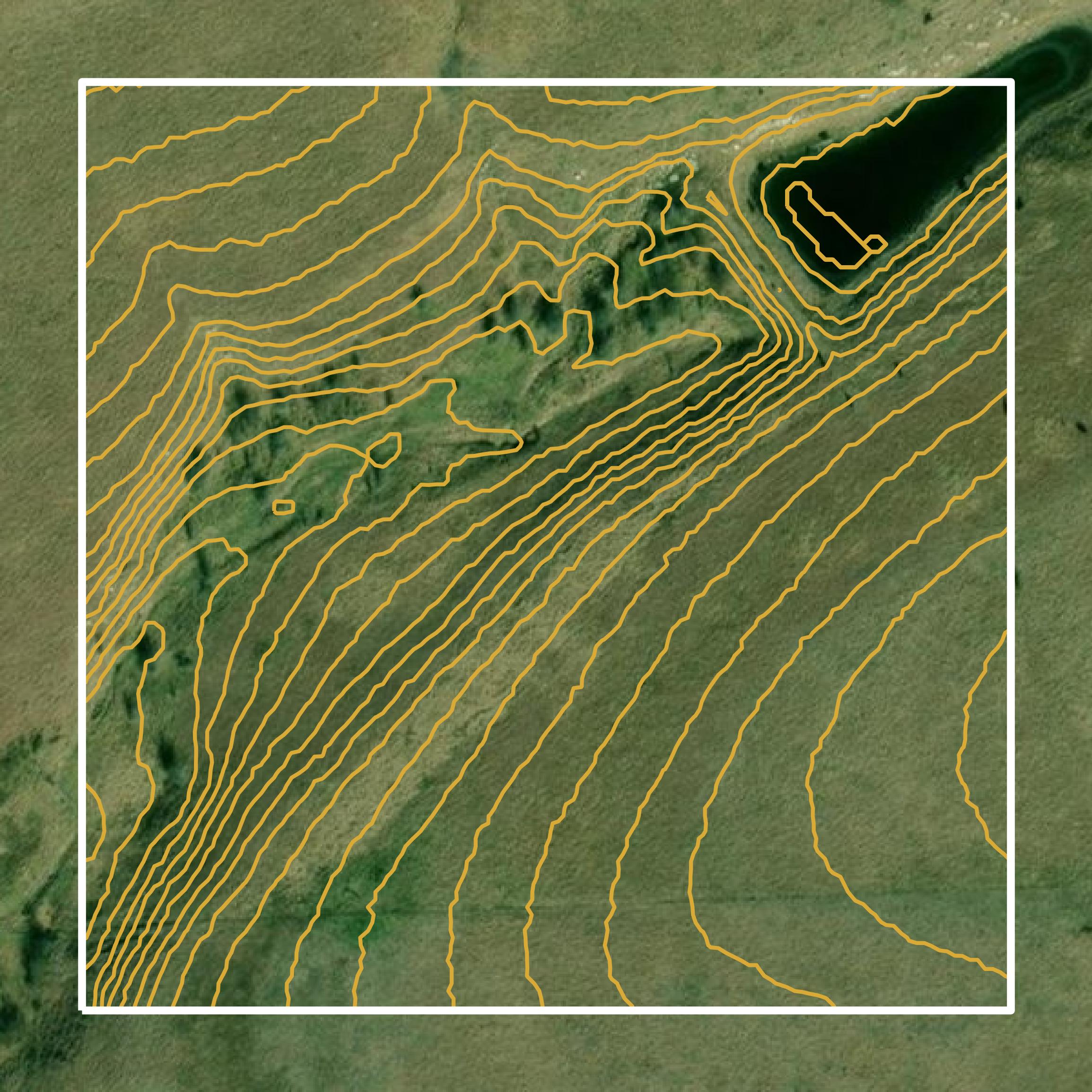 This image shows a contour map in Elk County created using GIS data in Equator.
