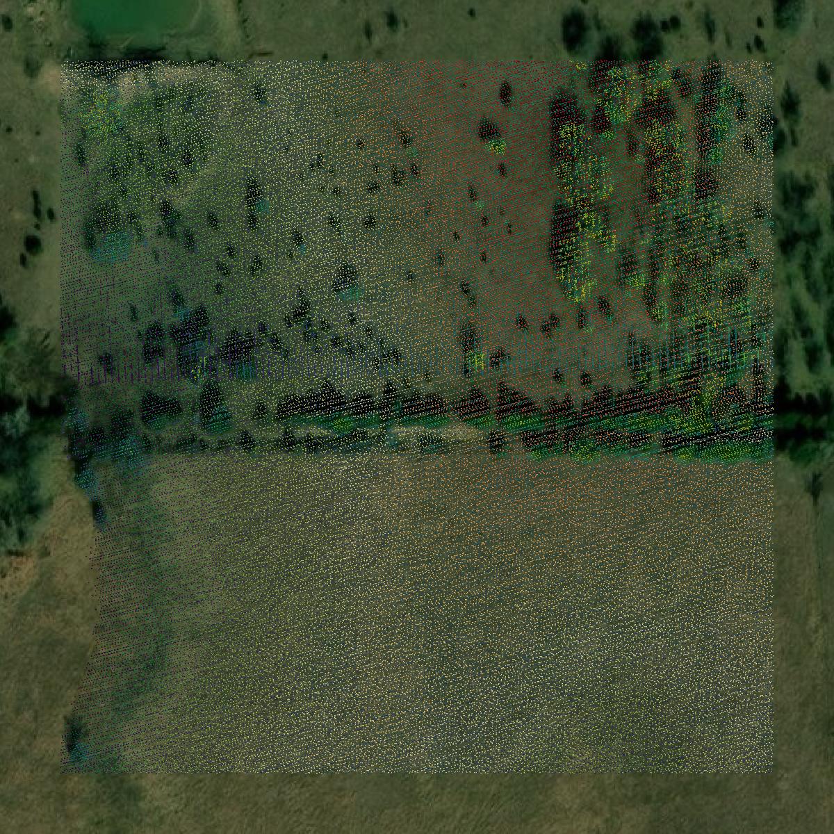 This image shows a LiDAR point cloud in Elk County created using GIS data in Equator.