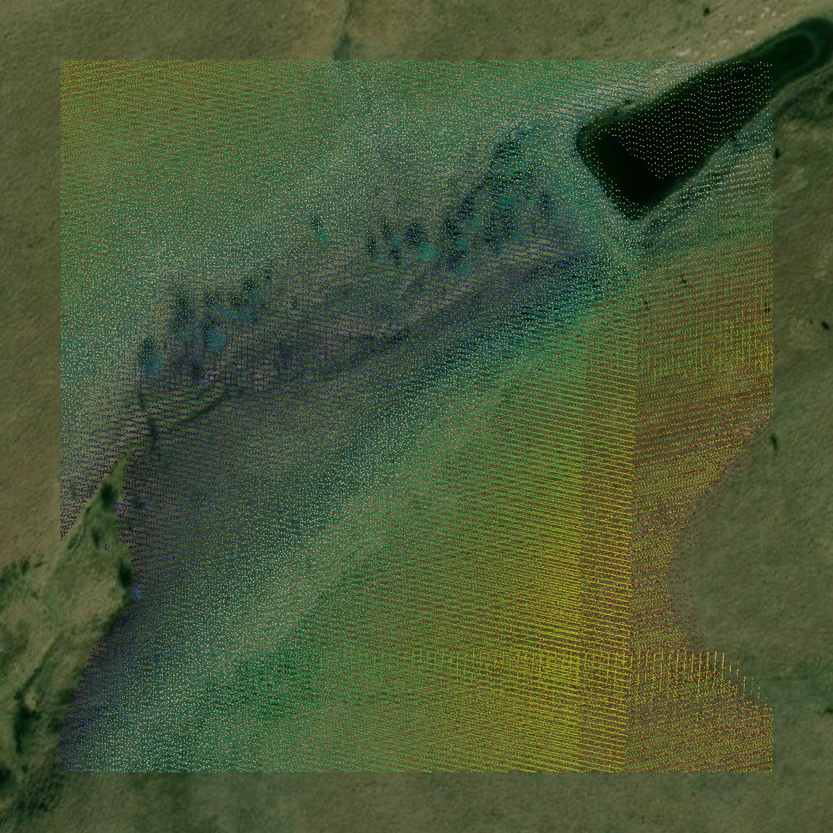 This image shows a LiDAR point cloud in Elk County created using GIS data in Equator.