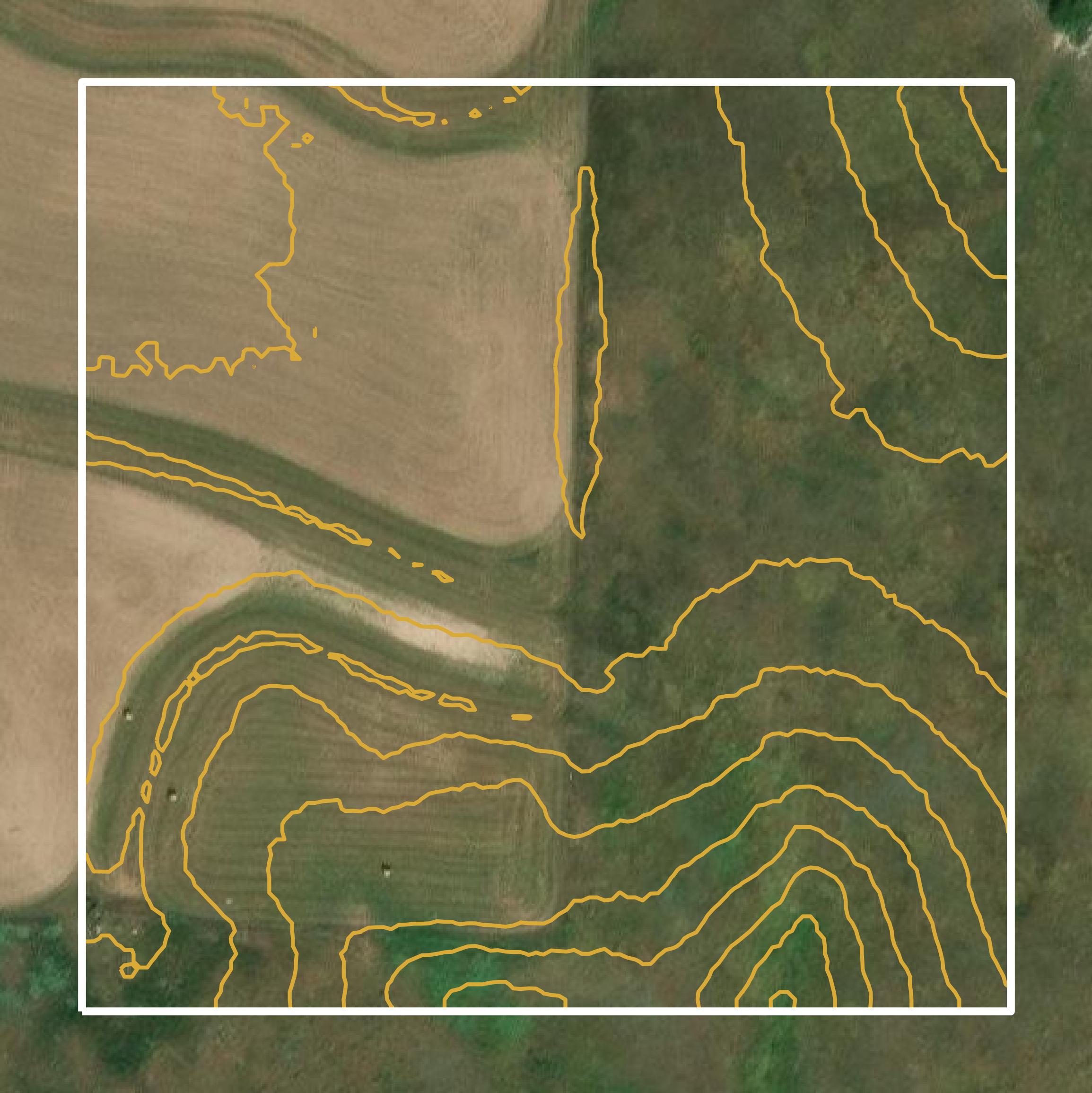 This image shows a contour map in Ellis County created using GIS data in Equator.