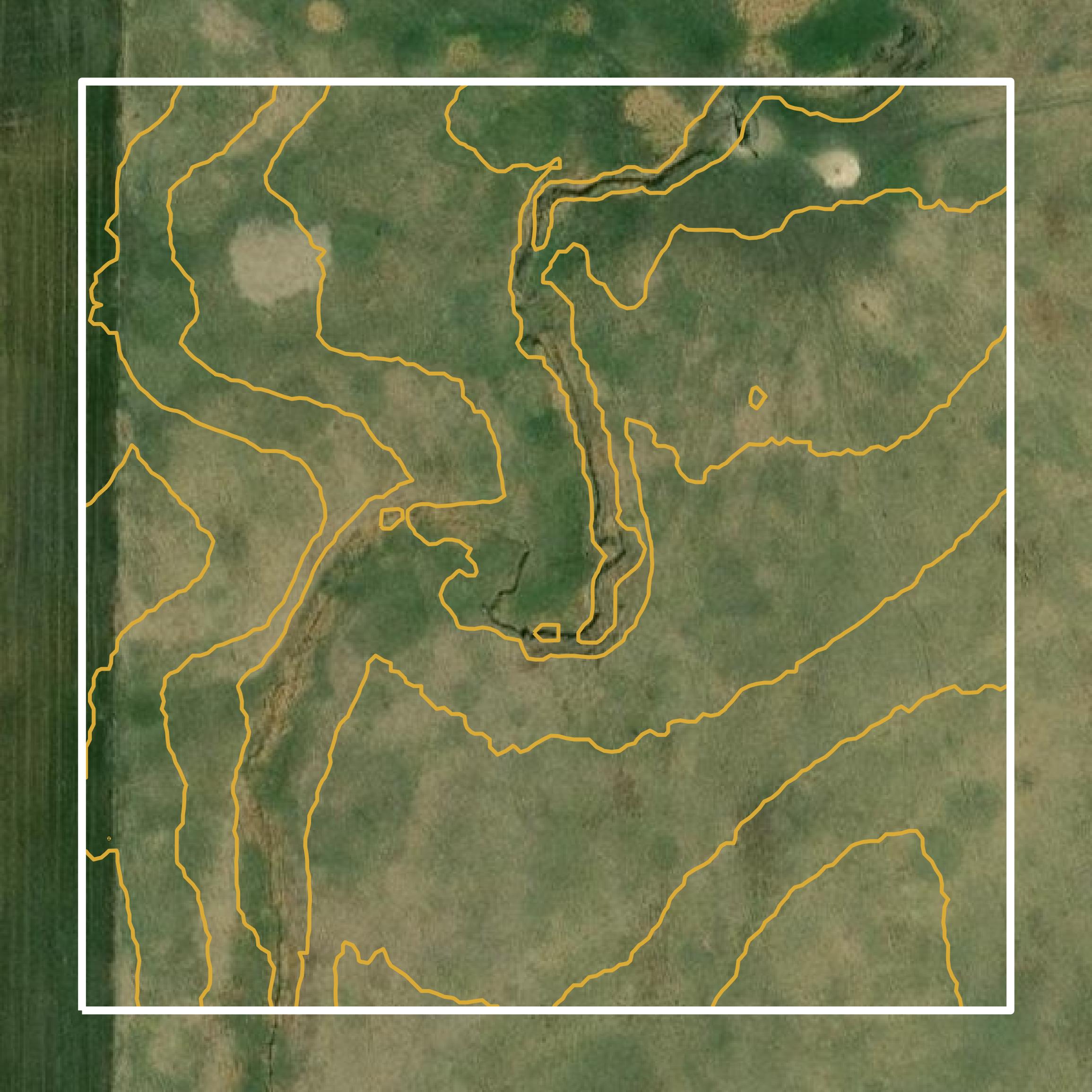 This image shows a contour map in Ellsworth County created using GIS data in Equator.