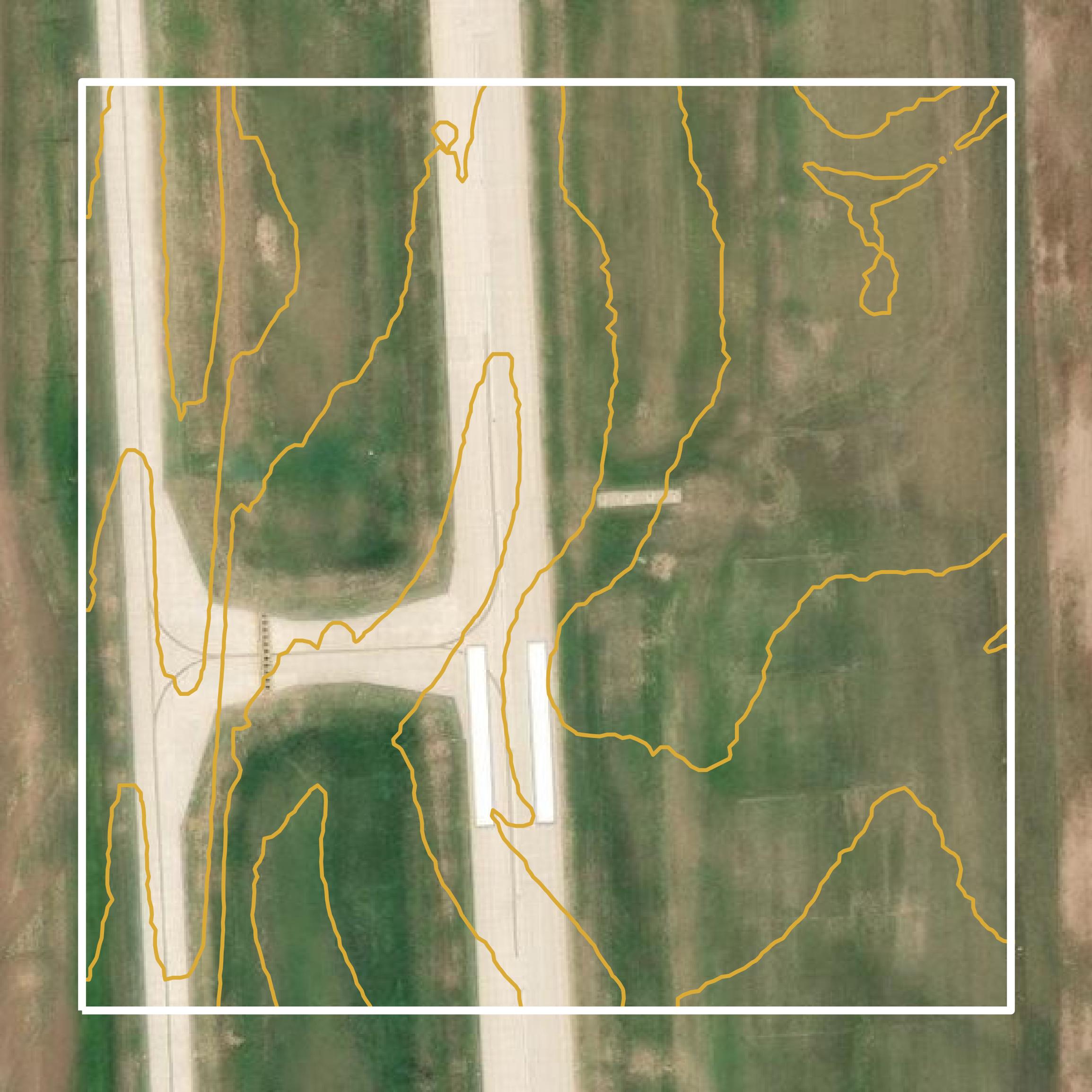 This image shows a contour map in Ellsworth County created using GIS data in Equator.