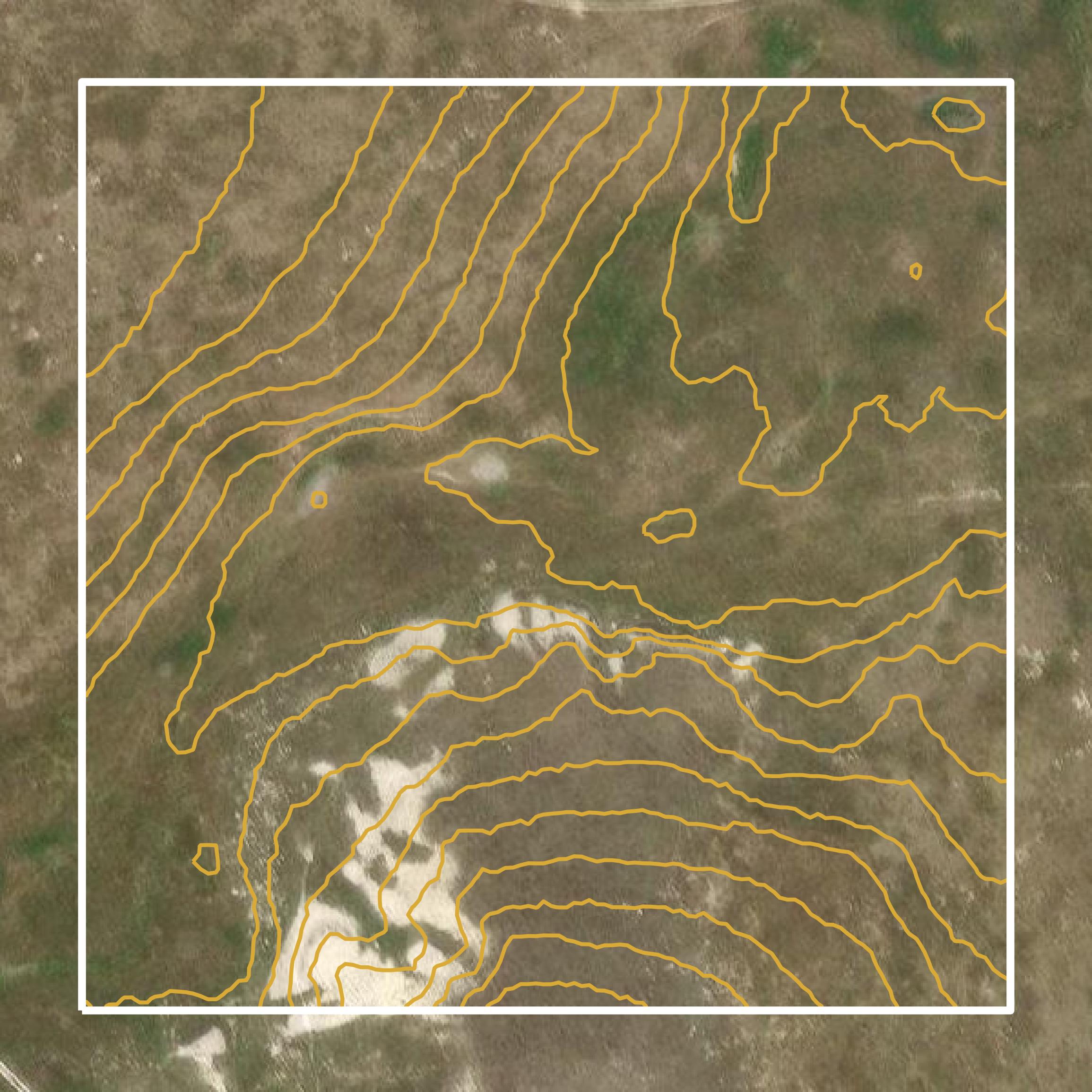 This image shows a contour map in Finney County created using GIS data in Equator.