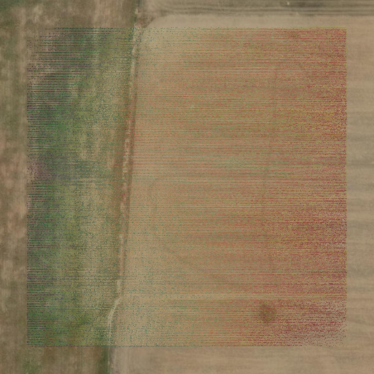 This image shows a LiDAR point cloud in Finney County created using GIS data in Equator.