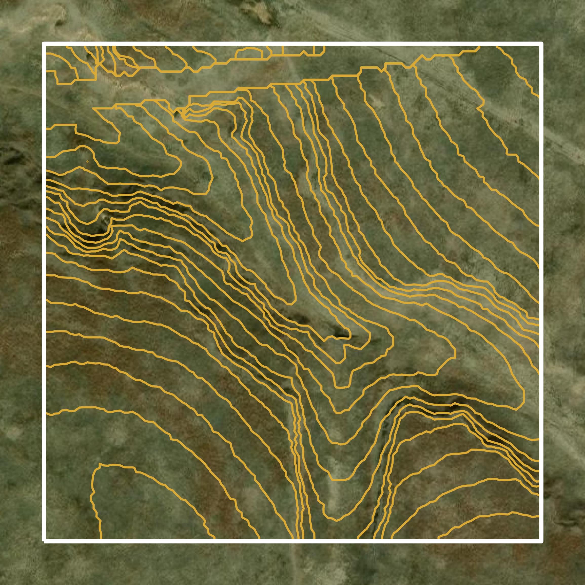 This image shows a contour map in Ford County created using GIS data in Equator.