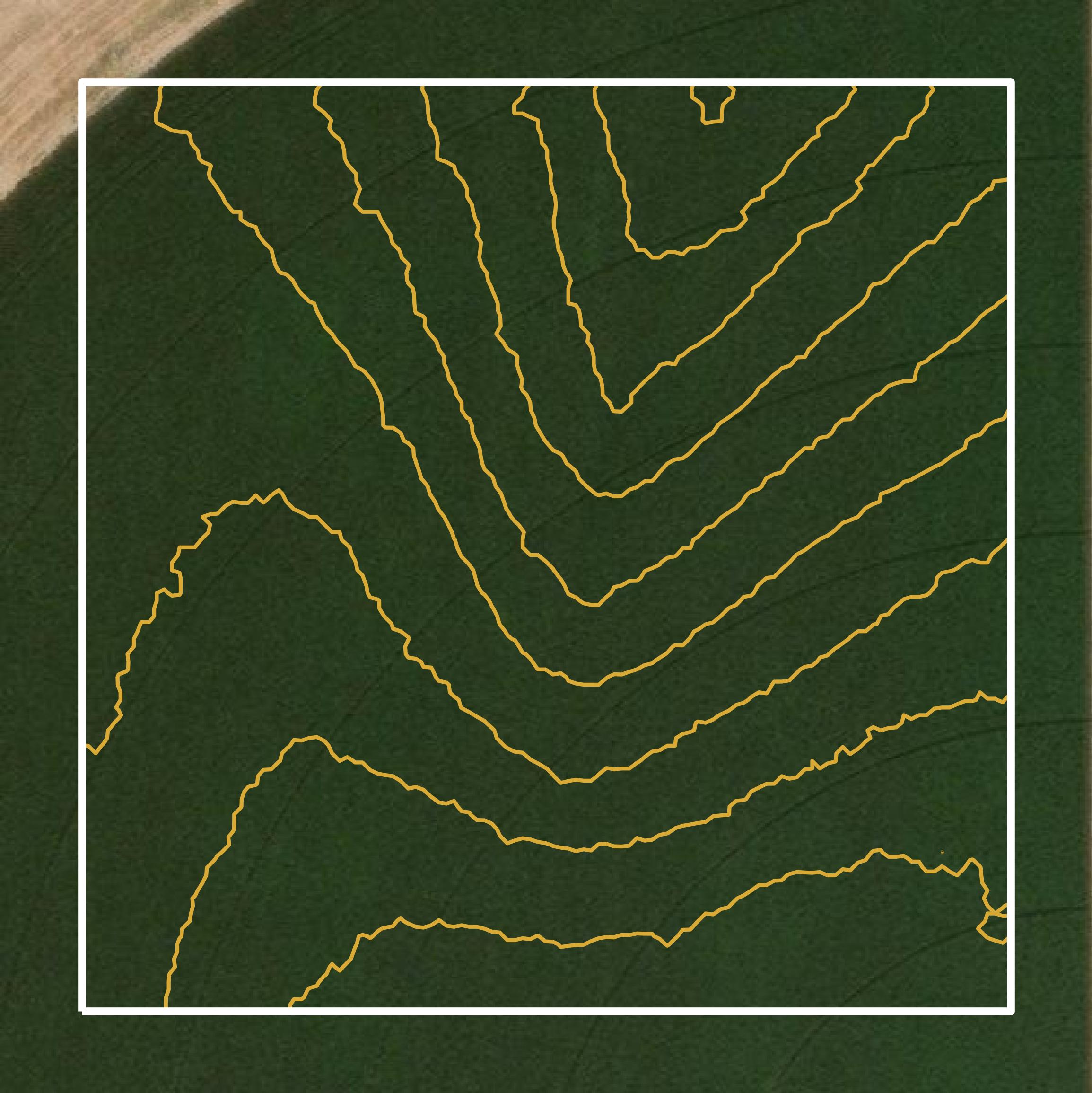 This image shows a contour map in Ford County created using GIS data in Equator.