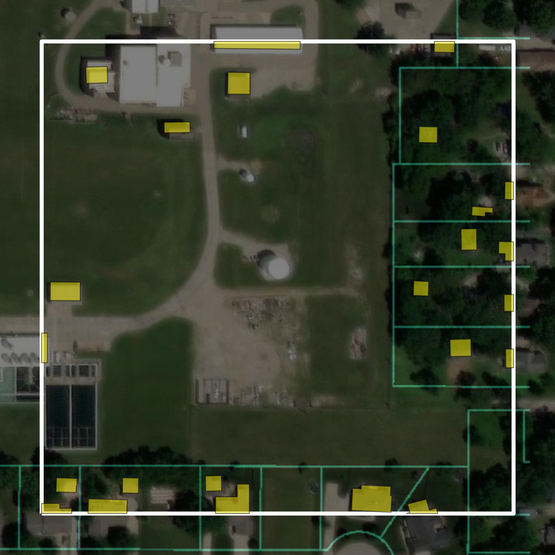 This image shows parcel and building data in Franklin County created using GIS data in Equator.