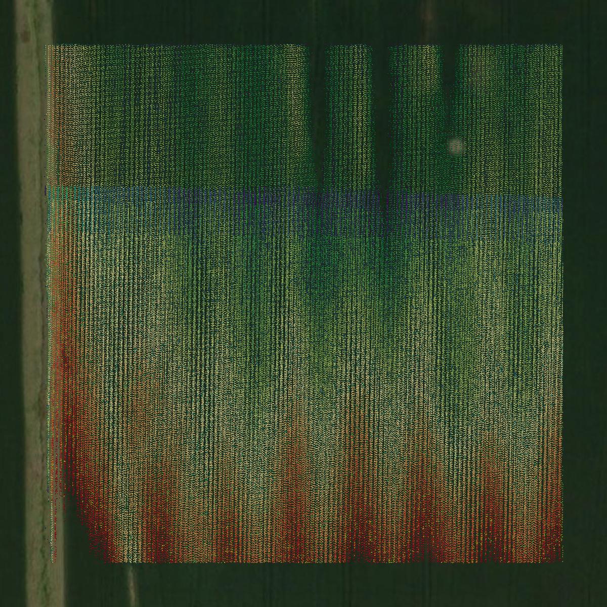 This image shows a LiDAR point cloud in Franklin County created using GIS data in Equator.