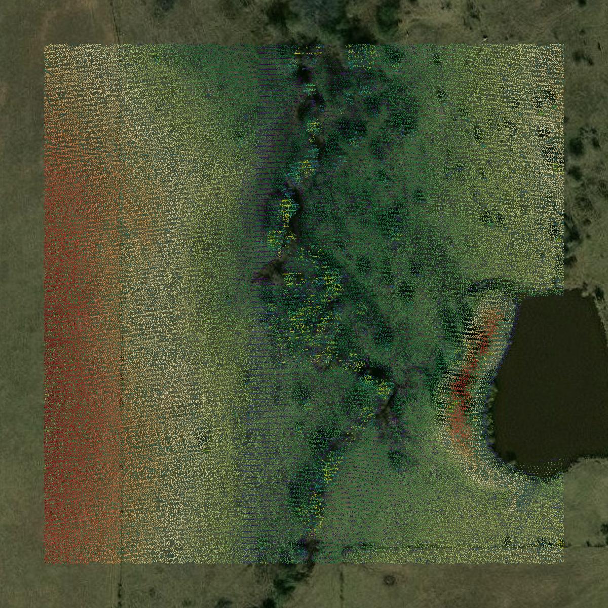 This image shows a LiDAR point cloud in Franklin County created using GIS data in Equator.