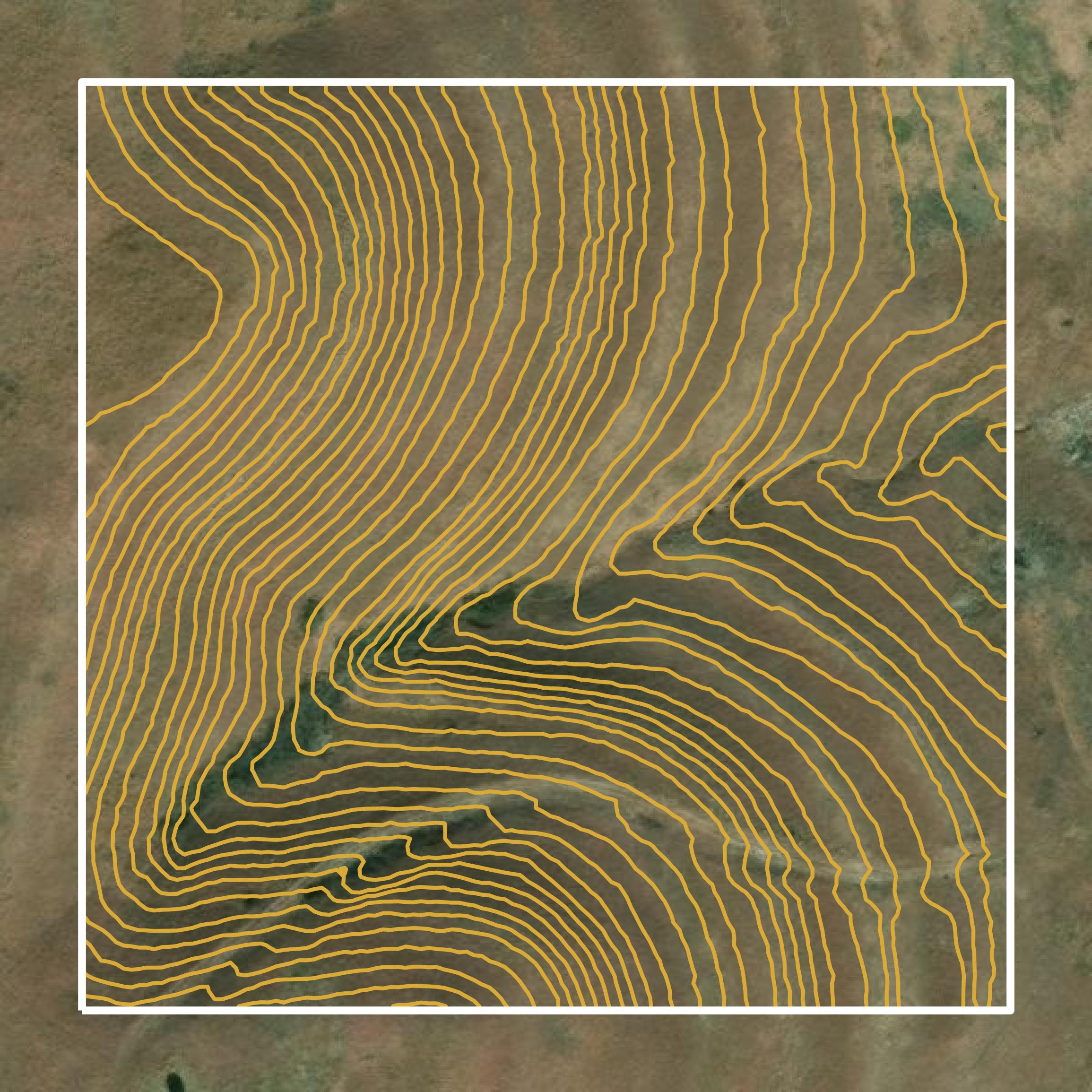 This image shows a contour map in Geary County created using GIS data in Equator.