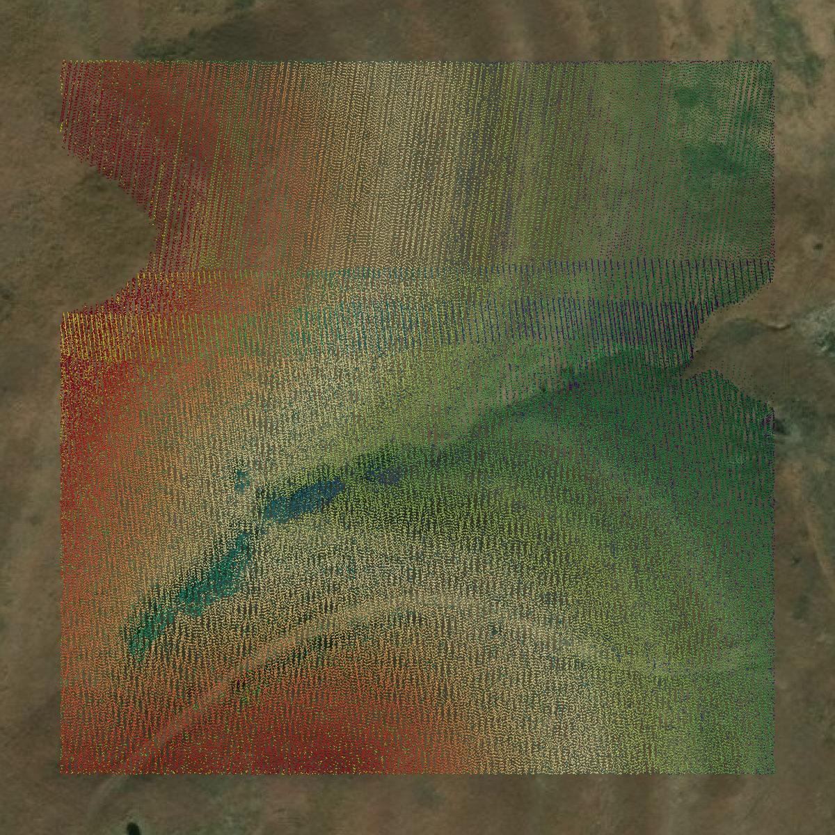 This image shows a LiDAR point cloud in Geary County created using GIS data in Equator.